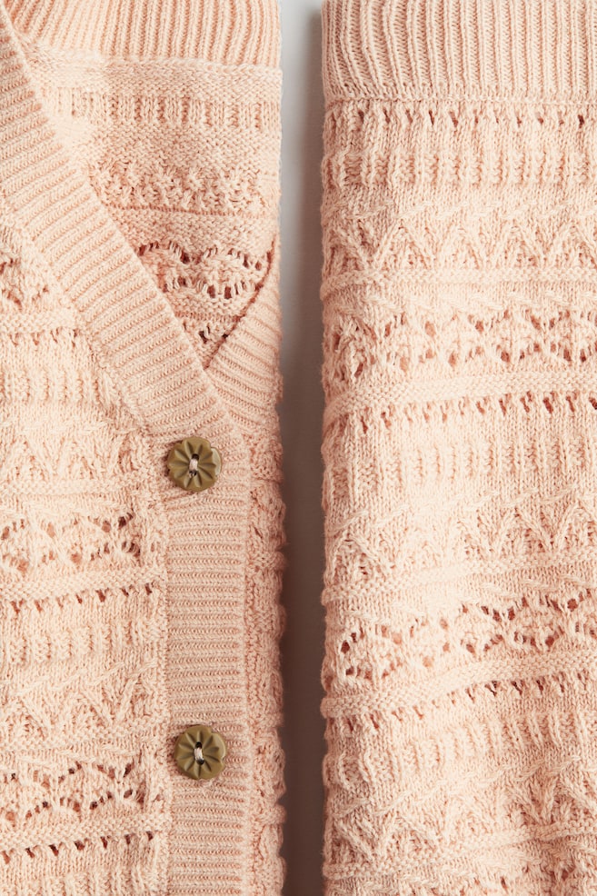 2-Piece Pattern-Knit Cotton Set - Peach pink - Kids | H&M US