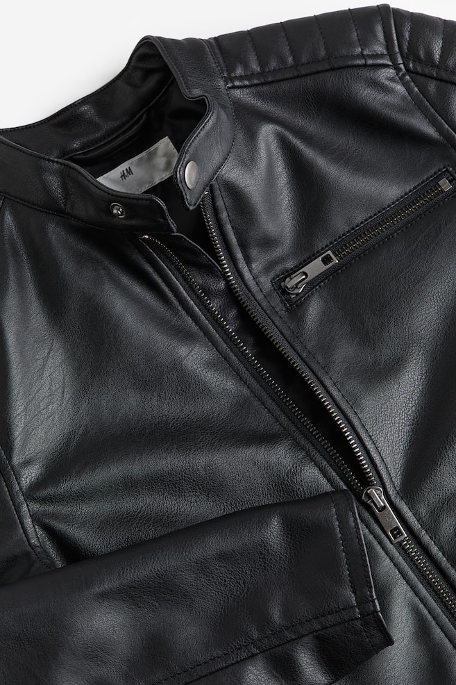 Quilted biker jacket - Black - 2