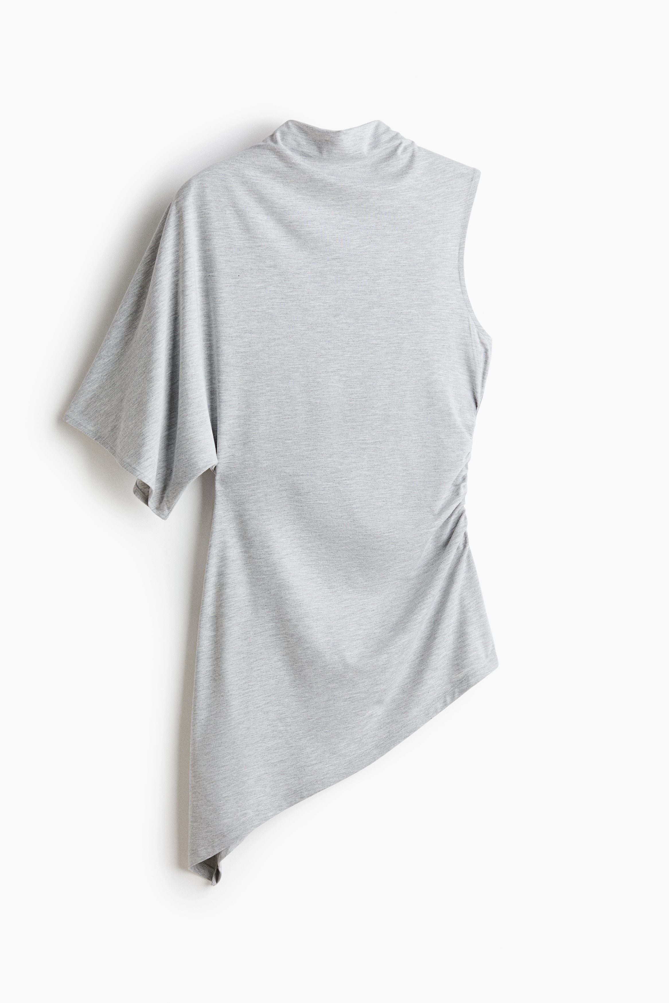 Top asymétrique avec col cheminée - Gris clair chiné