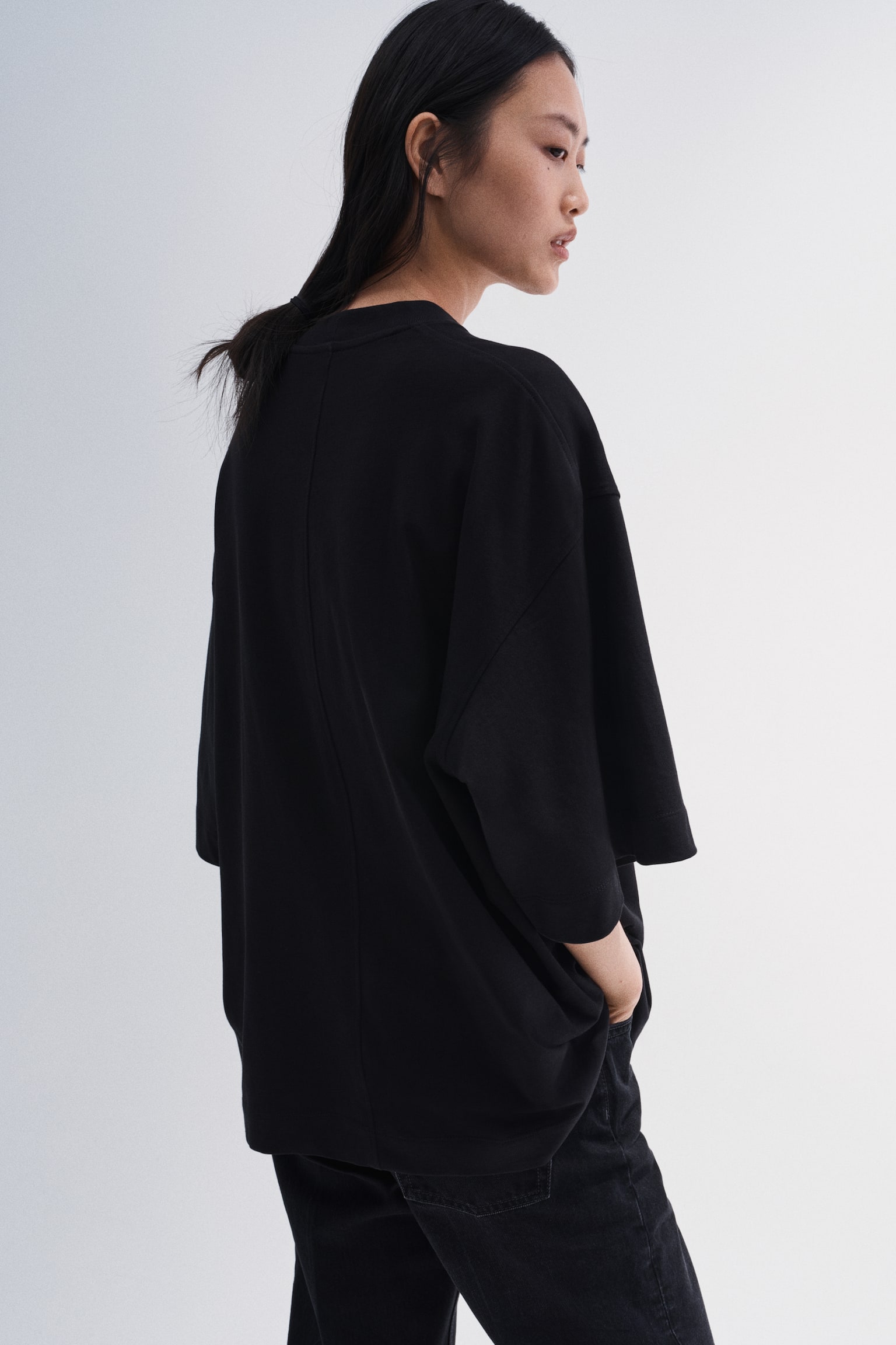 Женская футболка H&M Cotton, цвет: Чёрный — фото 4