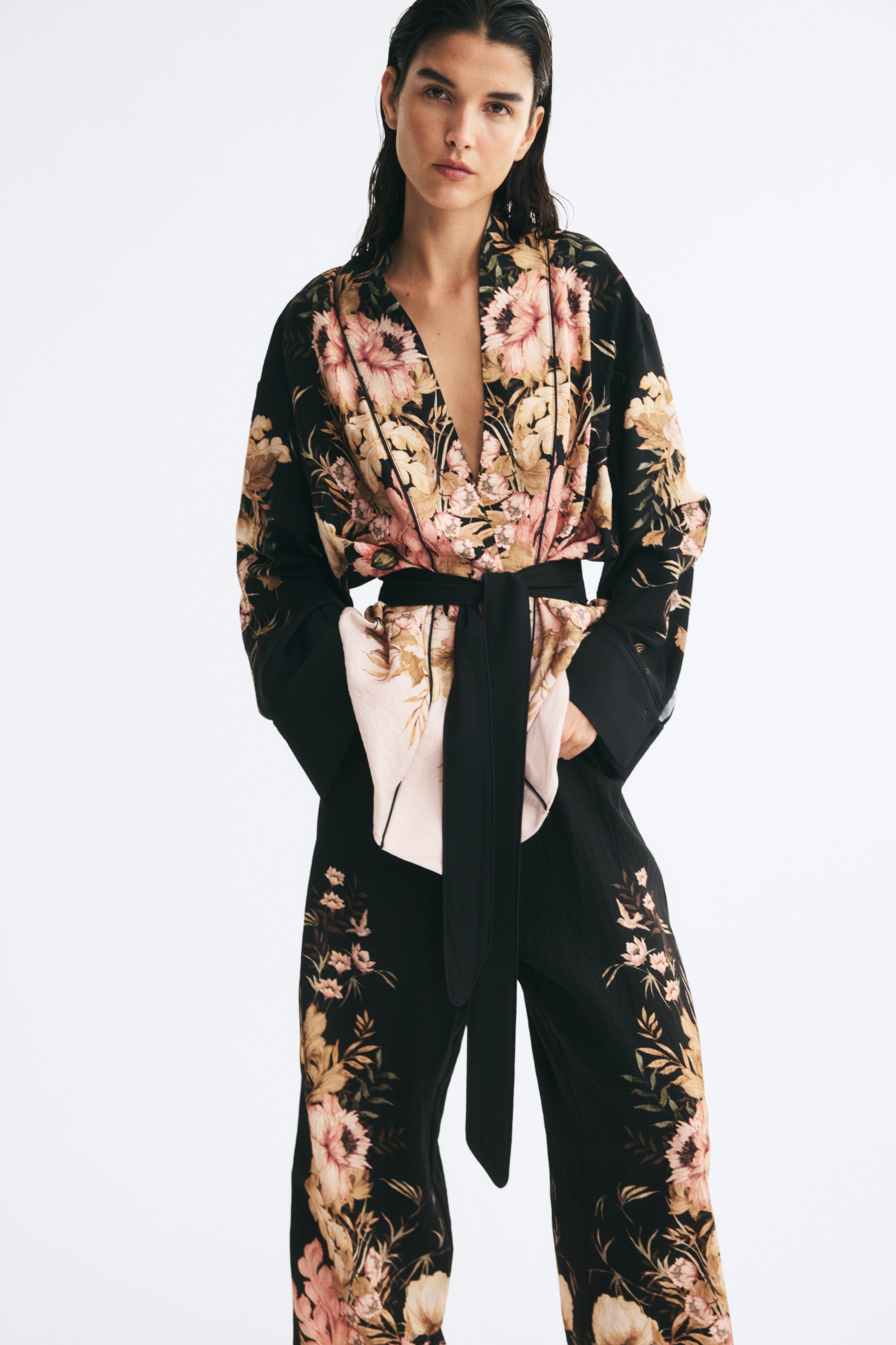 Viscose-Blend Tie-Belt Jacket
