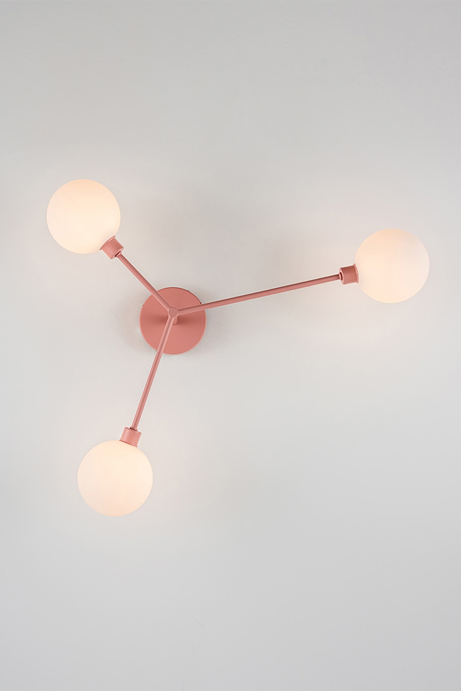 3 Light Flush Ceiling Light - Pink/Dark Grey - 3