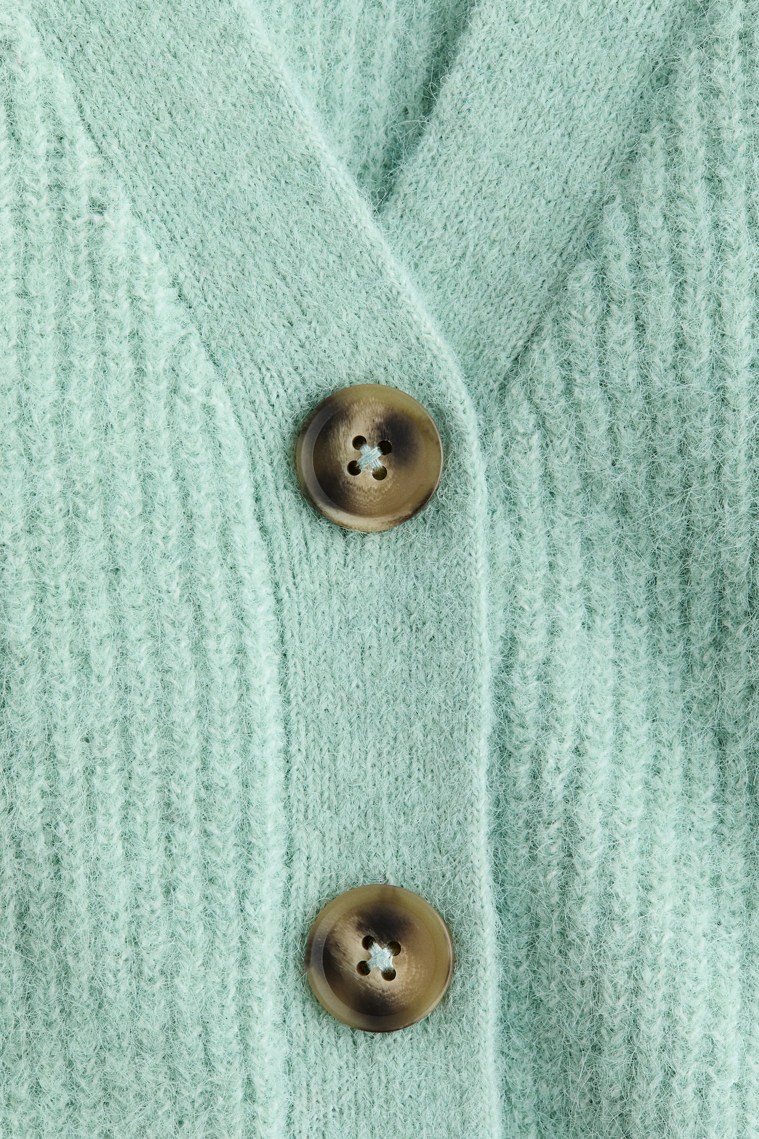Ribbestrikket cardigan - Mintgrønn/Rosa/Cream - 2