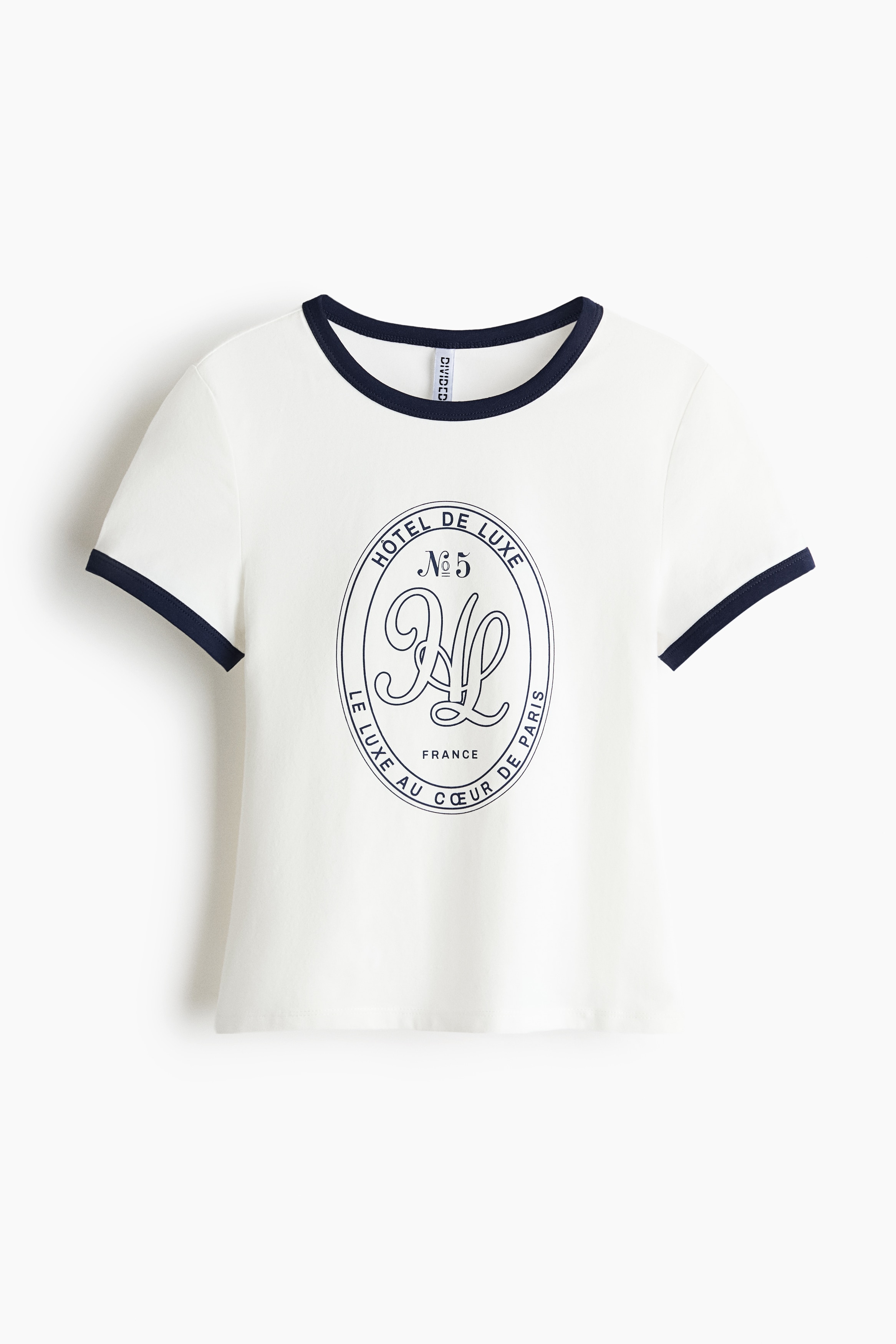 Áo thun ôm cotton - Màu kem/HL/Màu vàng nhạt/Le Charme/Màu xanh tím than/Kẻ/Màu be nhạt/Douceur de Vivre/Màu xanh dương nhạt/Poétique/Màu xám đậm/Pâtisserie