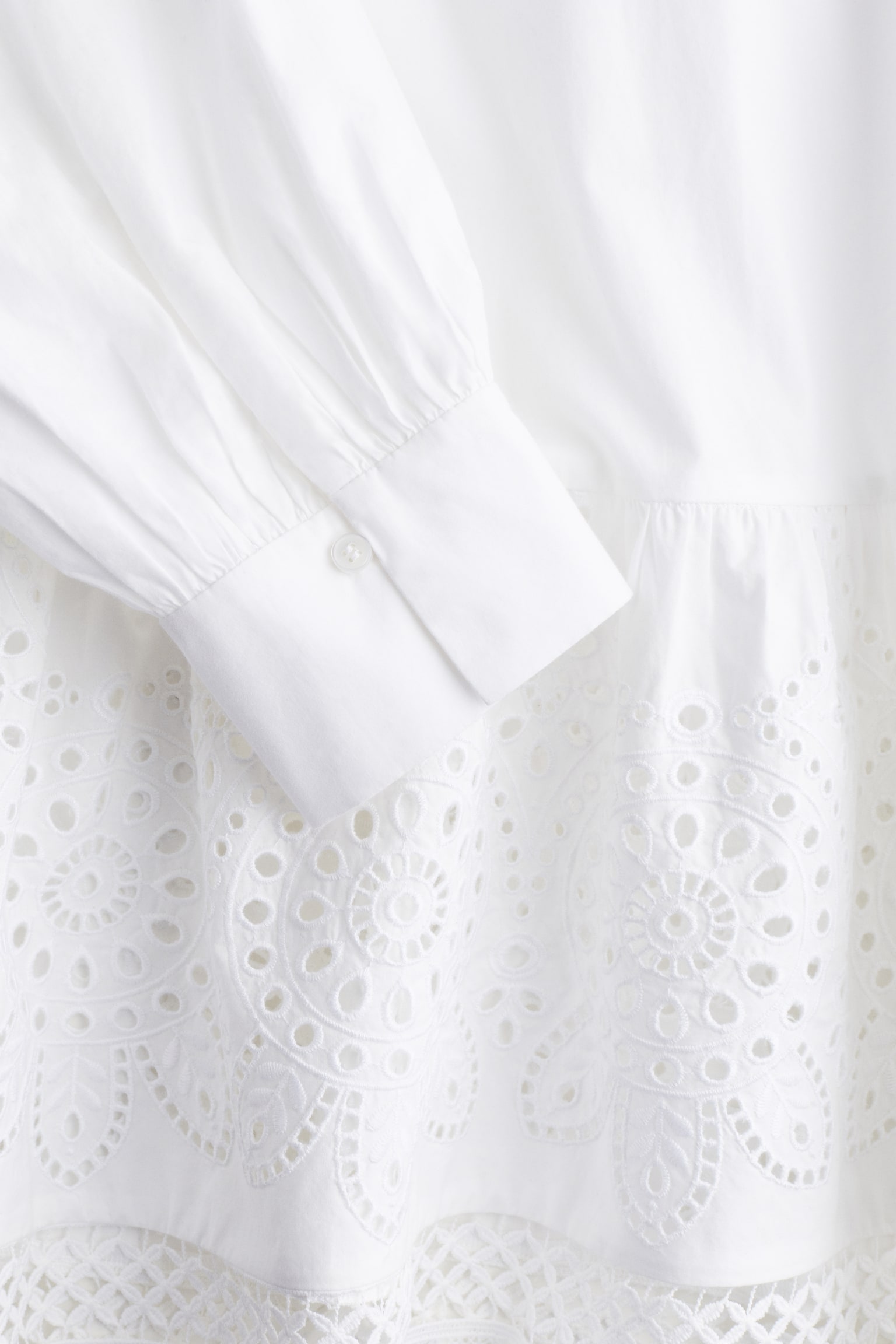 Broderie Anglaise Dress - White - 3