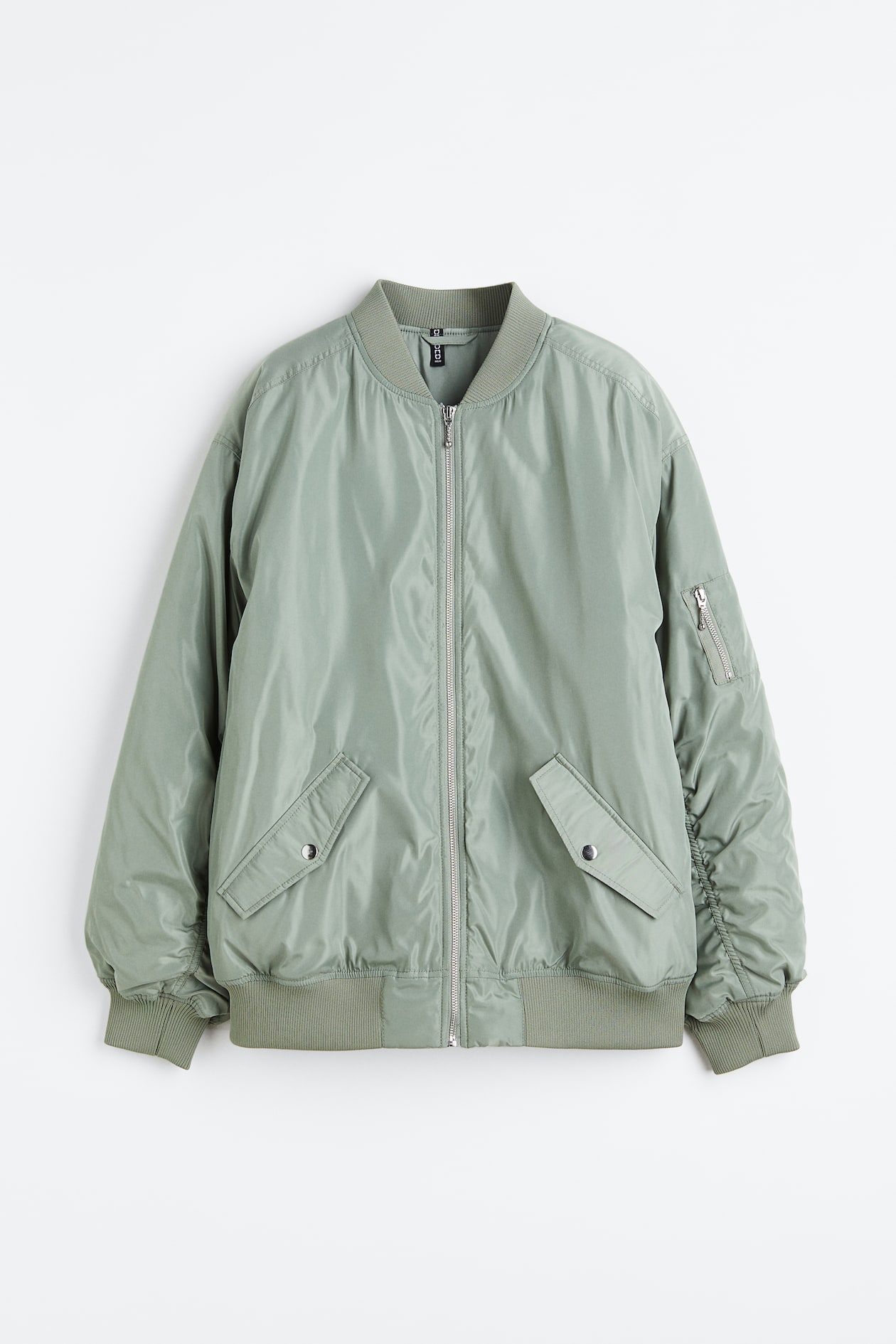 Padded Bomber Jacket - Long sleeve - Regular length - Light khaki green ...