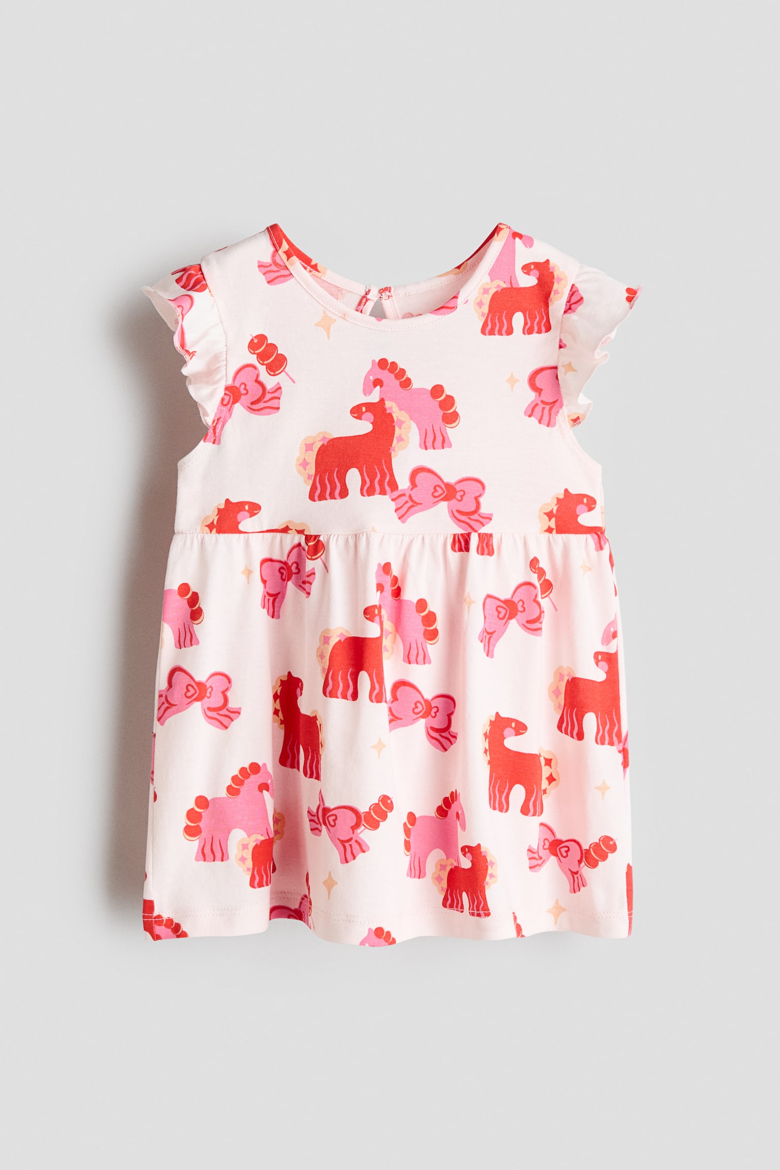 Printed cotton dress - Light pink/Horses/Red/Bows/Light pink/Bow