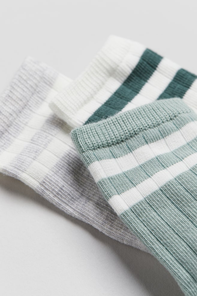3-pack socks - Dusty green/Striped/Lilac/Pink/White/Brown/Dark grey/Cream - 3