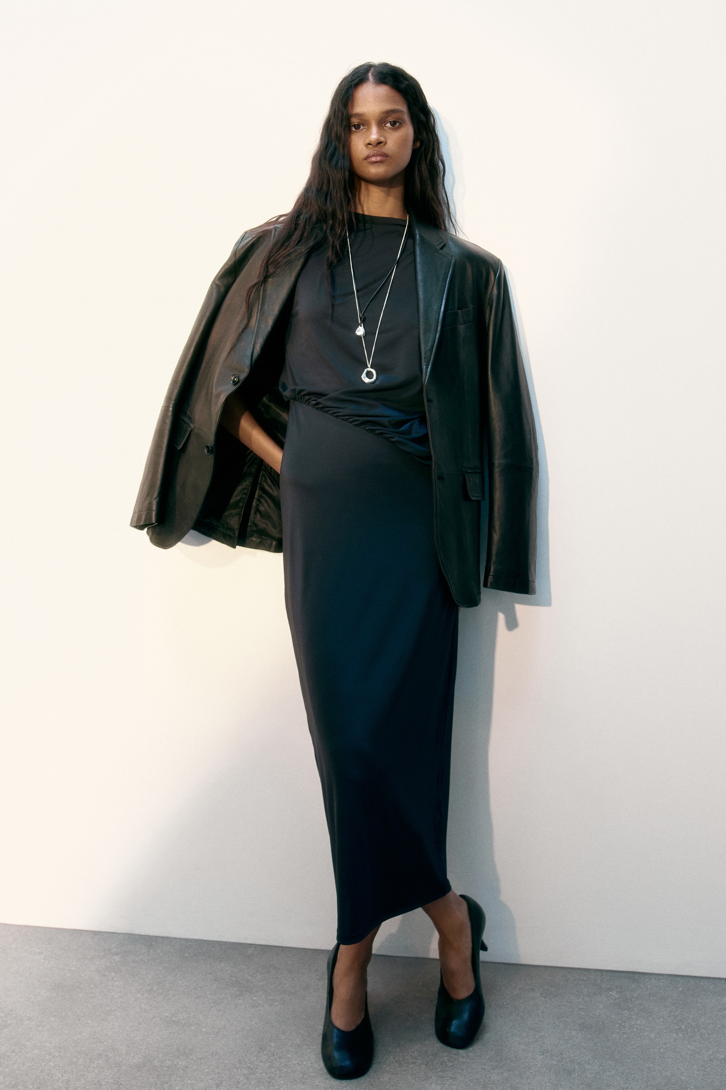 Maxiabito drappeggiato - Nero