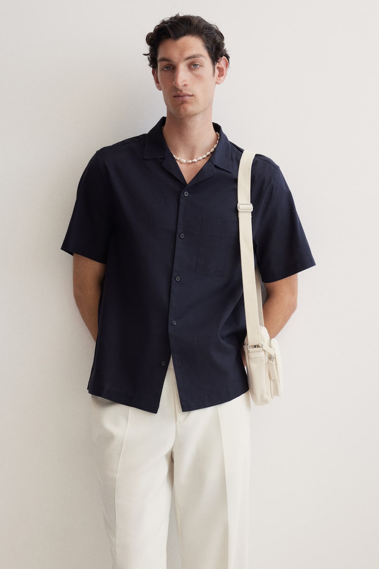 Regular Fit Short-sleeved linen-blend shirt