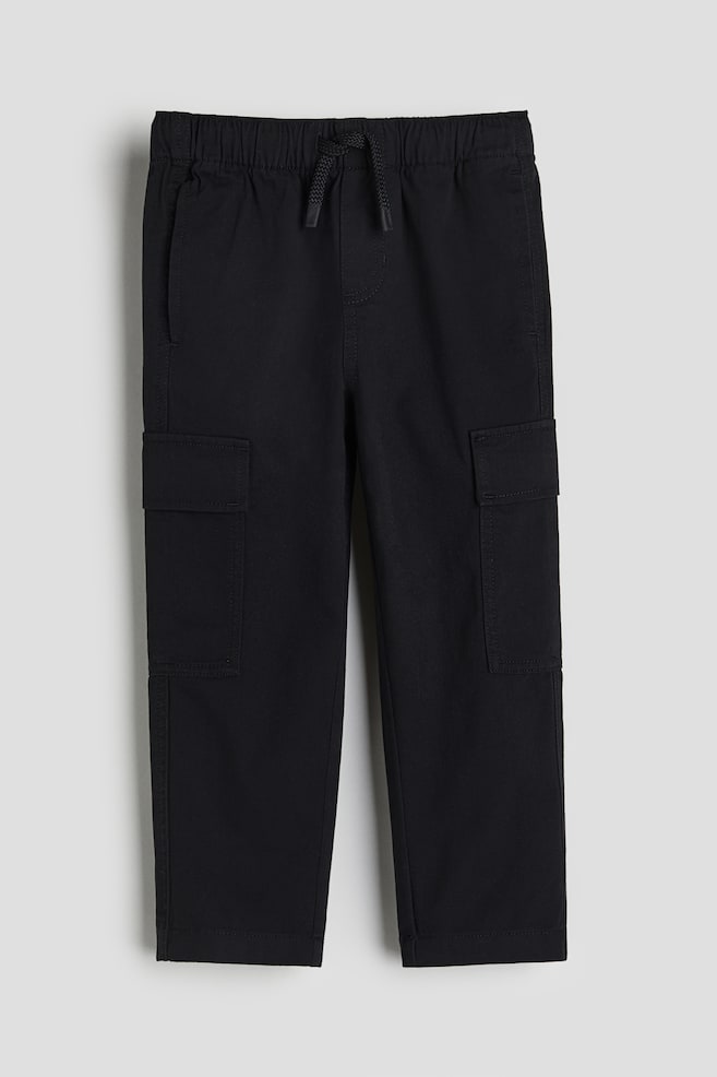 Twill cargo trousers - Black/Dark khaki green - 1