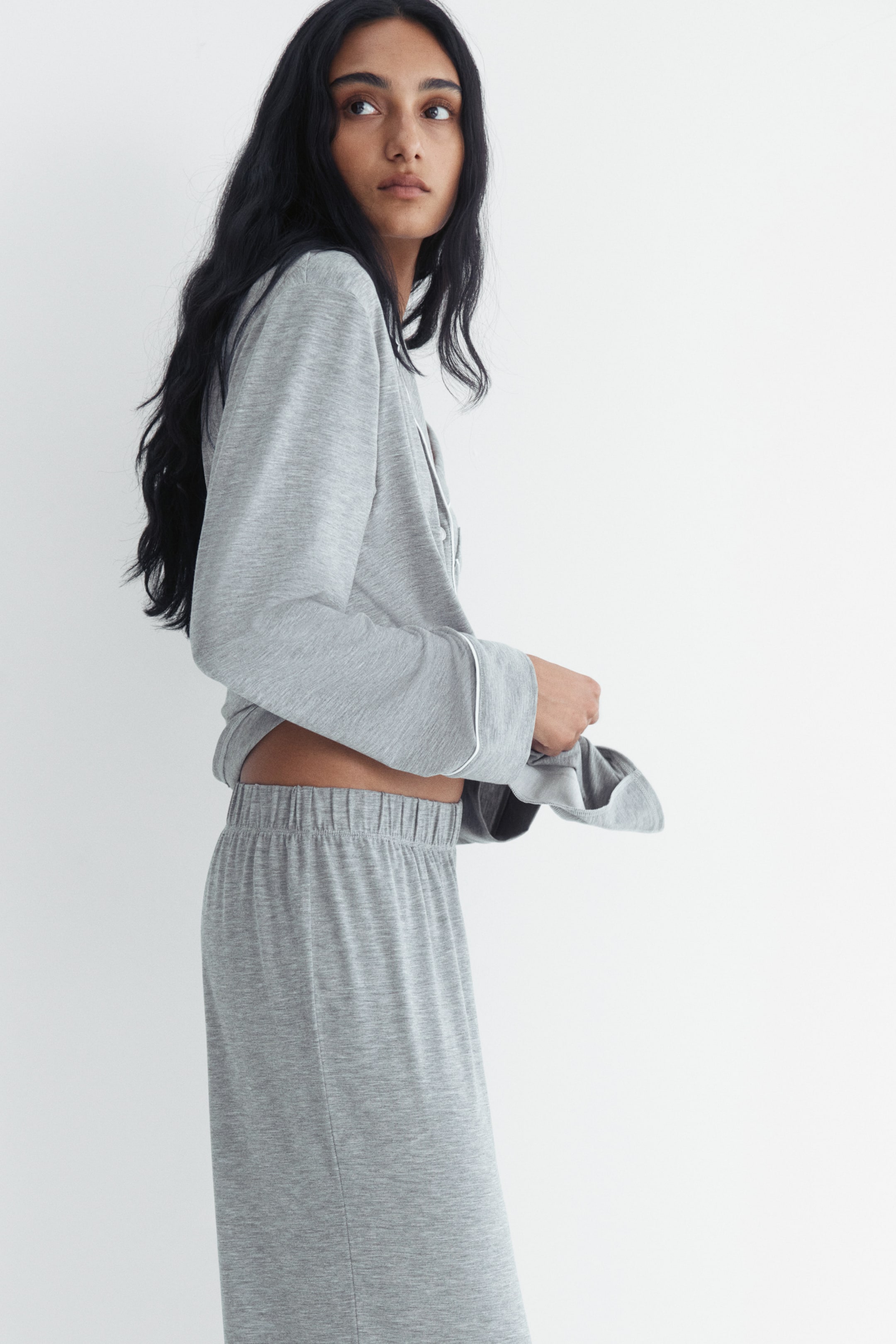 View larger image: Viscose-blend pyjamas - Light grey marl - Ladies | H&M IN 2