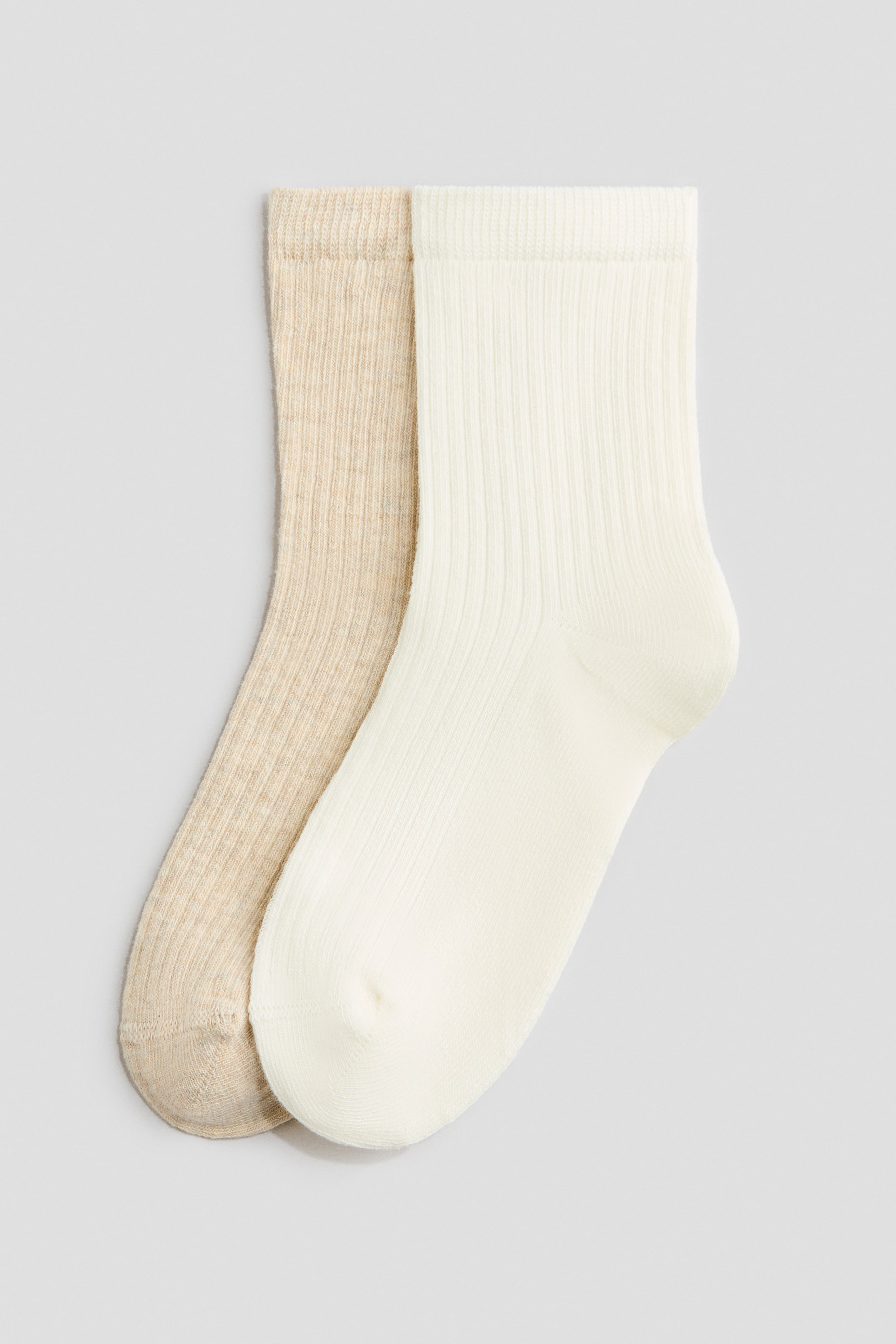 Größeres Bild anzeigen: 2er-Pack Gerippte Socken - Beige marl/Ivory - Kids | H&M AT 1