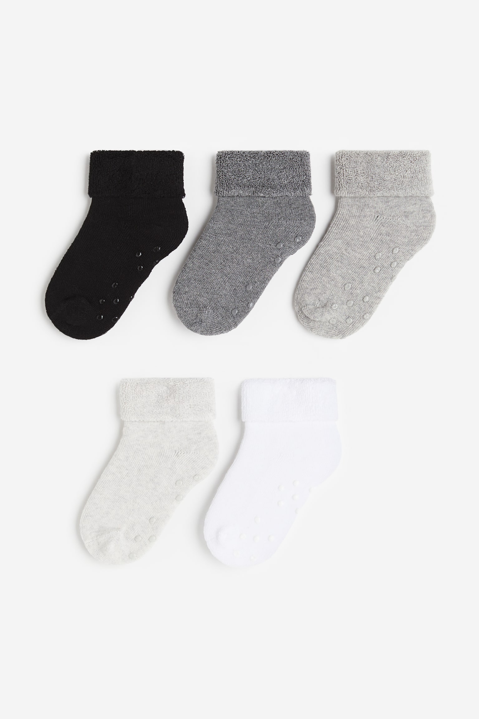 5-pack Anti Slip Terry Socks - Black/Dark grey/Dark brown/Brown/Dark green/Dark grey/Dusty pink/Pink - 1