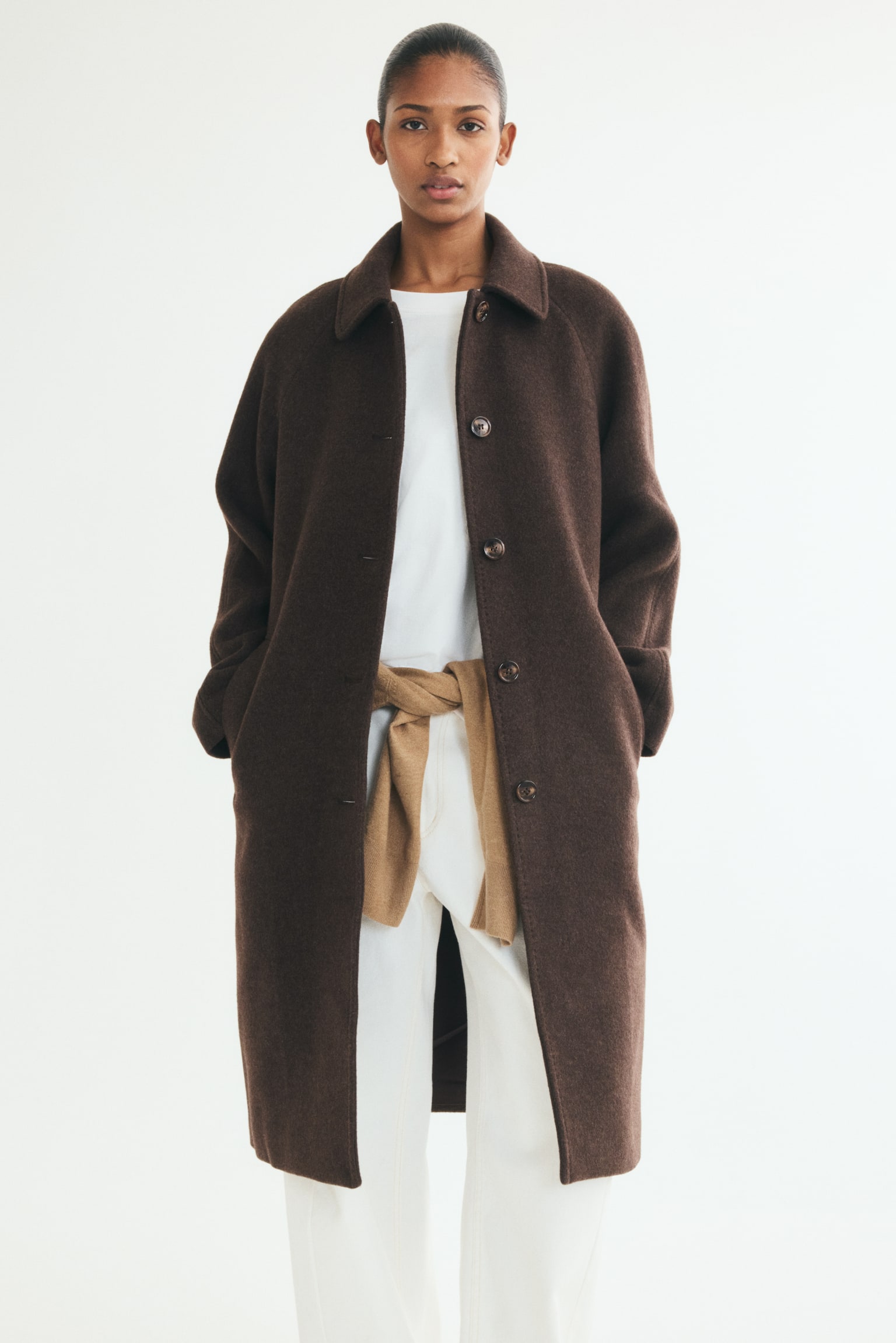Женское пальто H&M Wool-Blend Car, цвет: Тёмный коричневый — фото 2