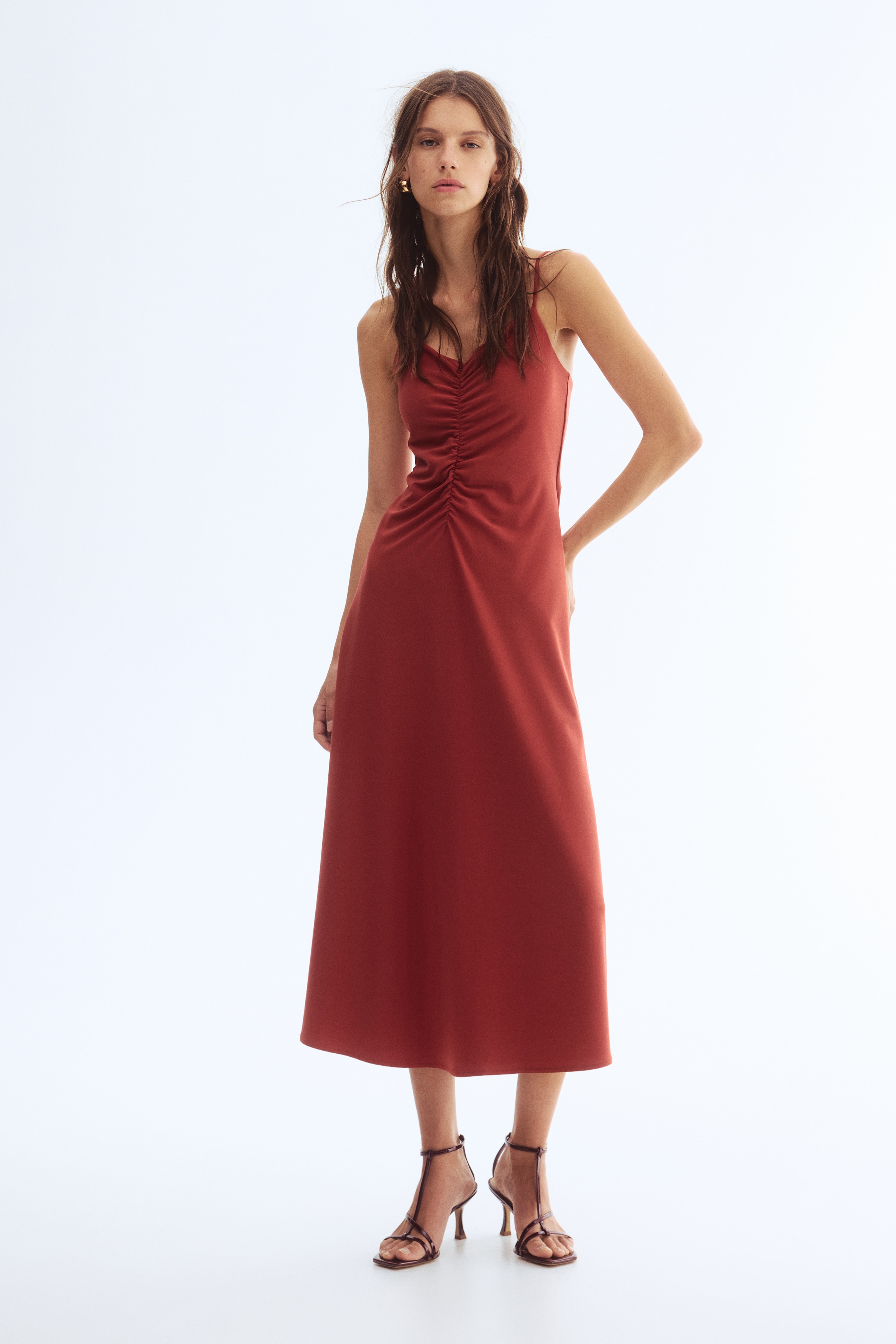 Gathered strappy dress