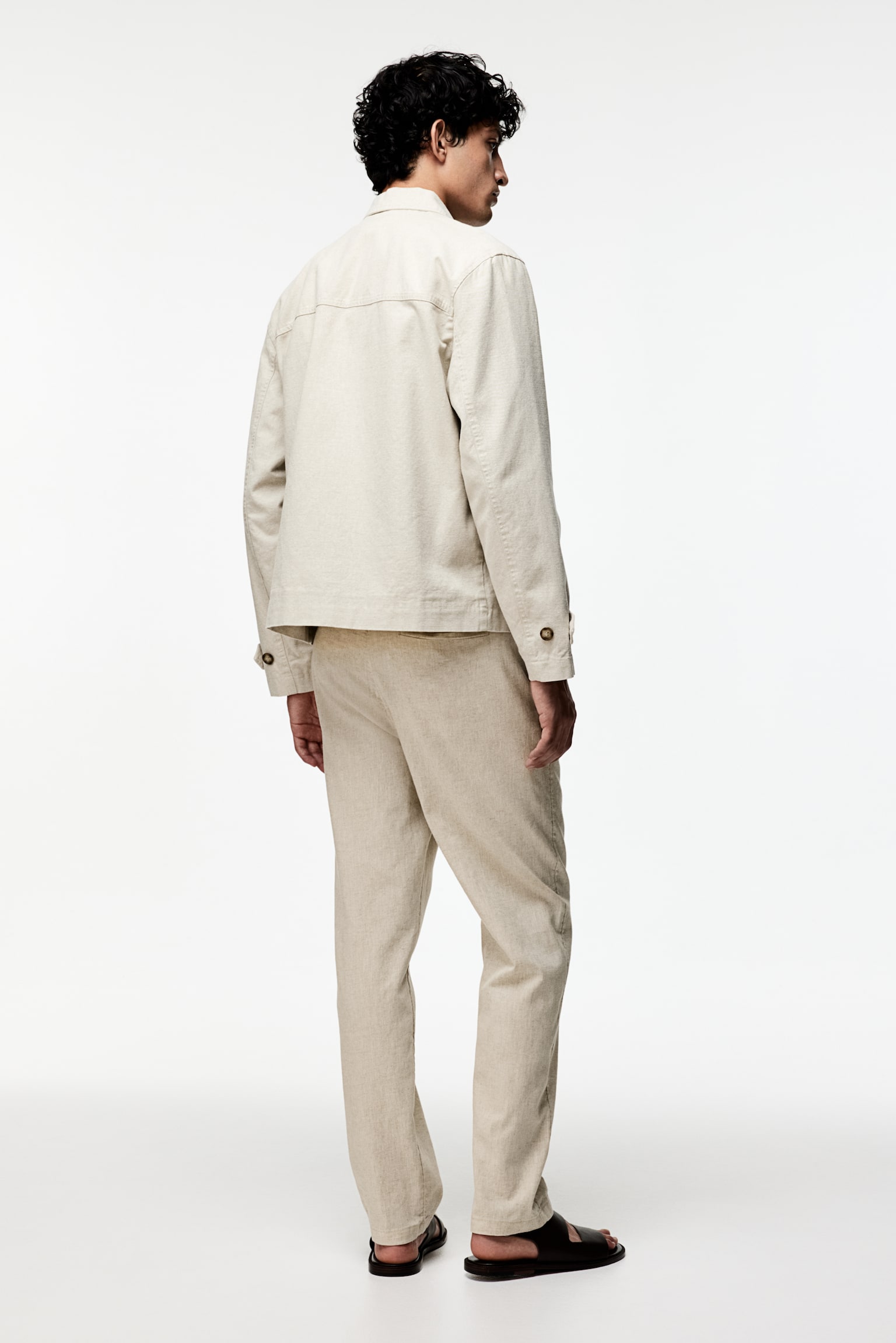 Regular Fit Linen-blend trousers - White marl/White/Grey/Black - 5