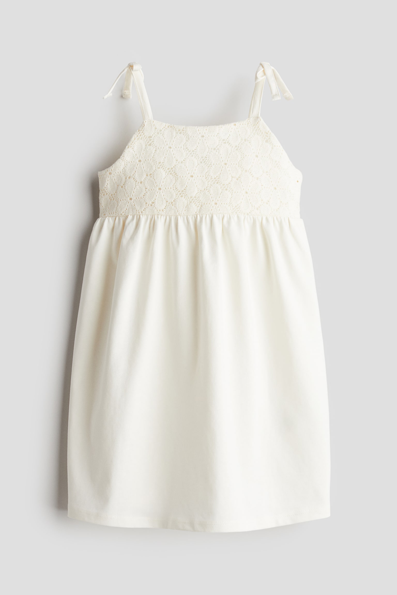 Crochet-look jersey dress - White - 1