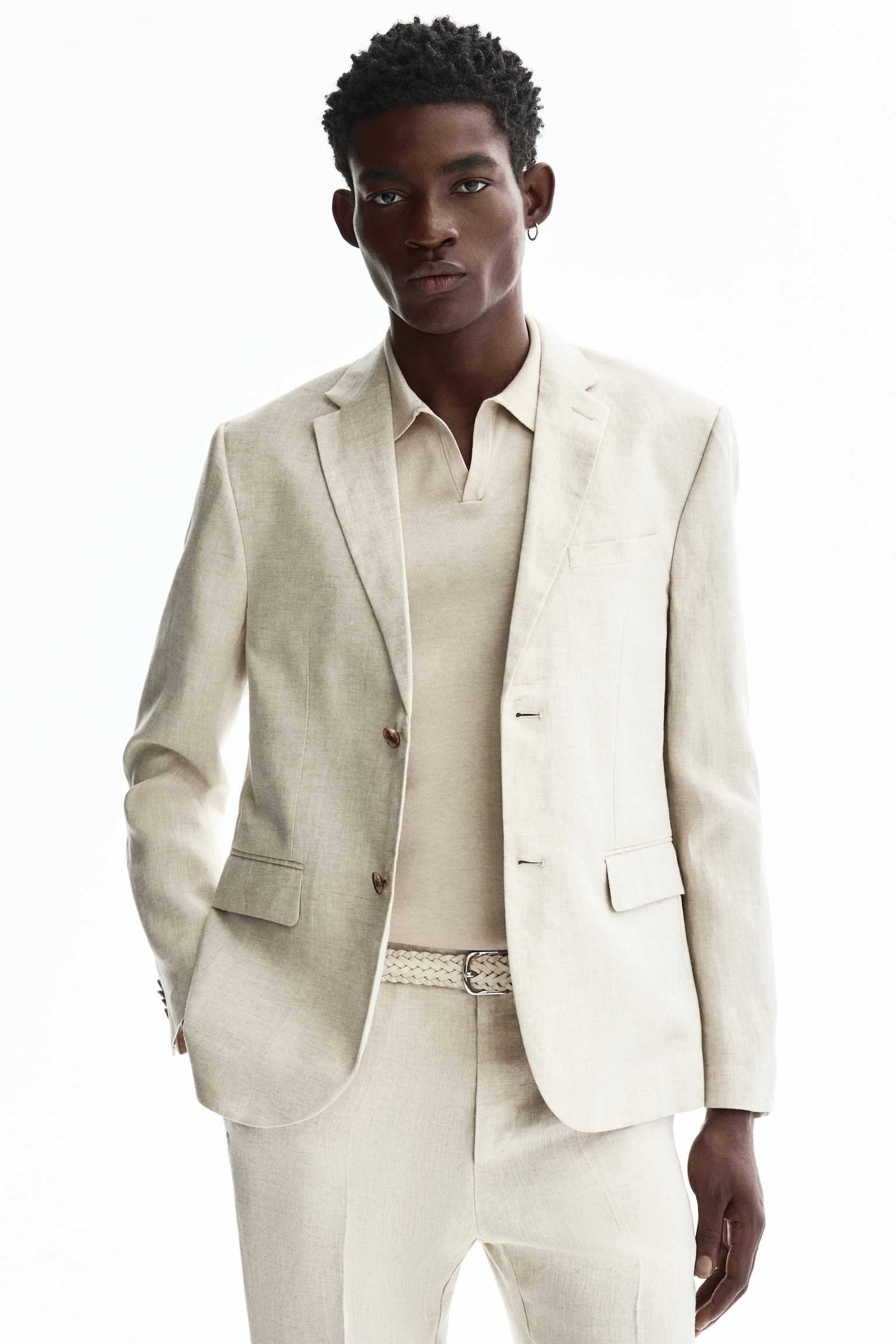Slim Fit Linen jacket - Light beige/Black/Khaki green/Navy blue/Dark beige/Sage green/Beige - 1