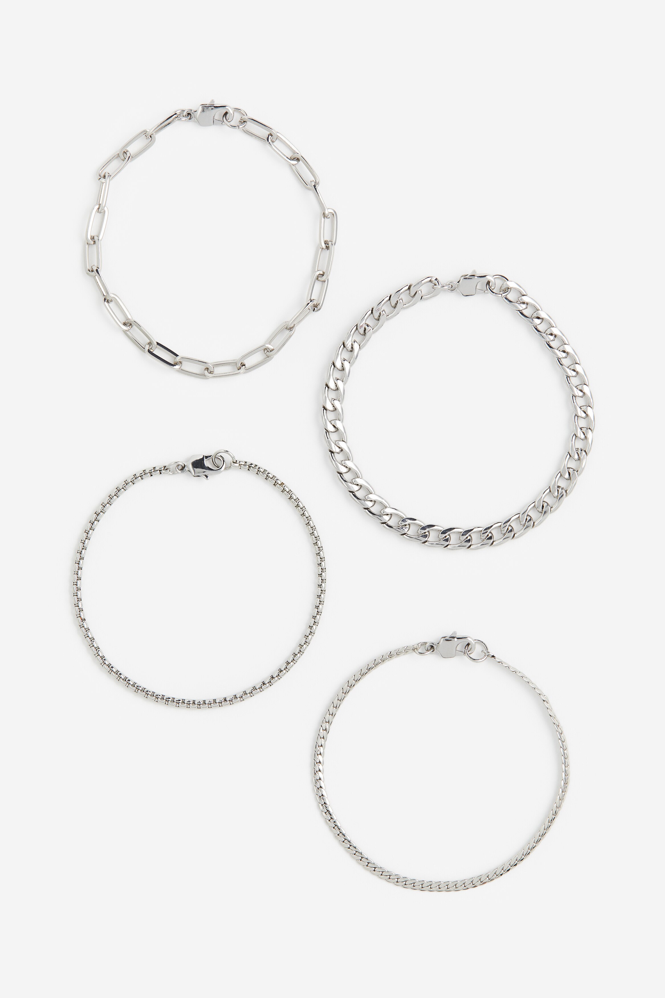 Men's Silver-coloured 4-pack bracelets | H&M MY