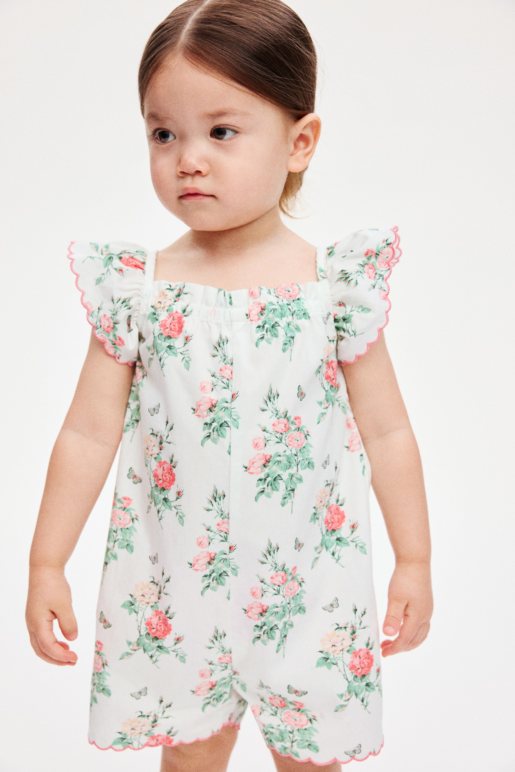Barboteuse en coton avec imprimé fleuri