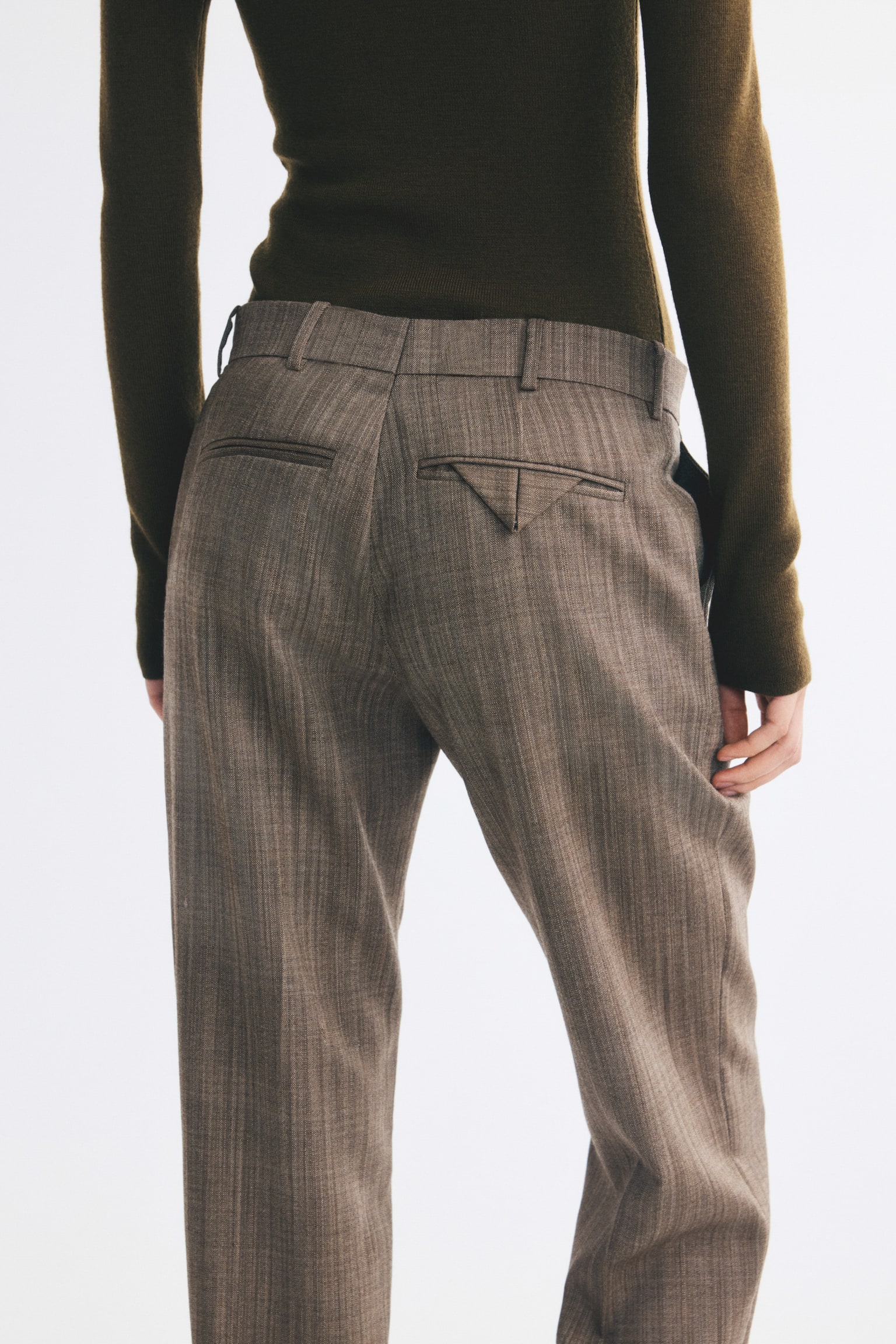Женские брюки H&M Tailored wool, цвет: Тёмный серо-коричневый — фото 4