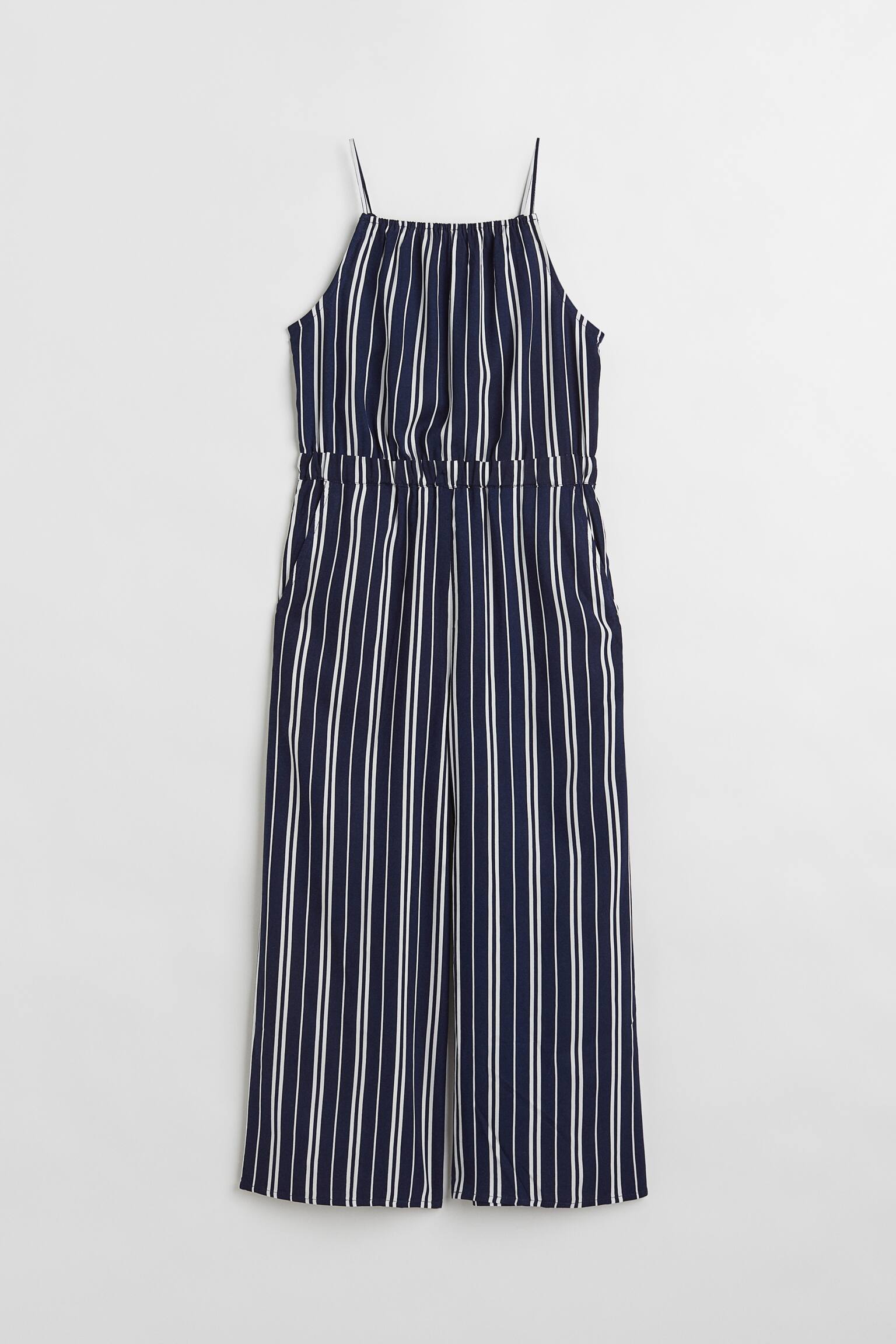 Cropped jumpsuit - Dark blue/Striped - 1