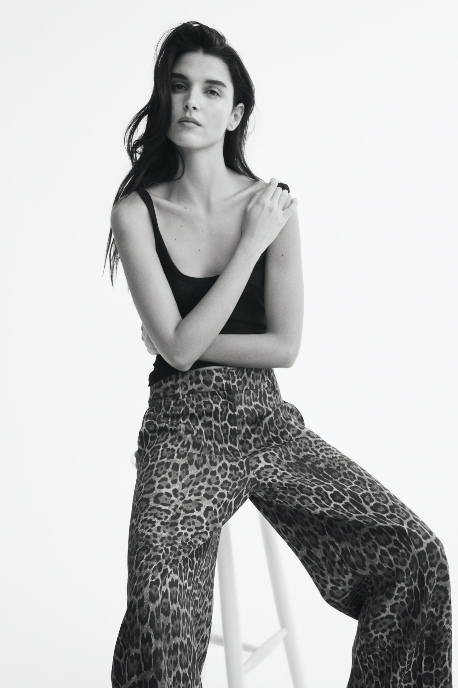 Wide tailored trousers - Dark beige/Leopard print/Black/Cream/Dark brown - 1