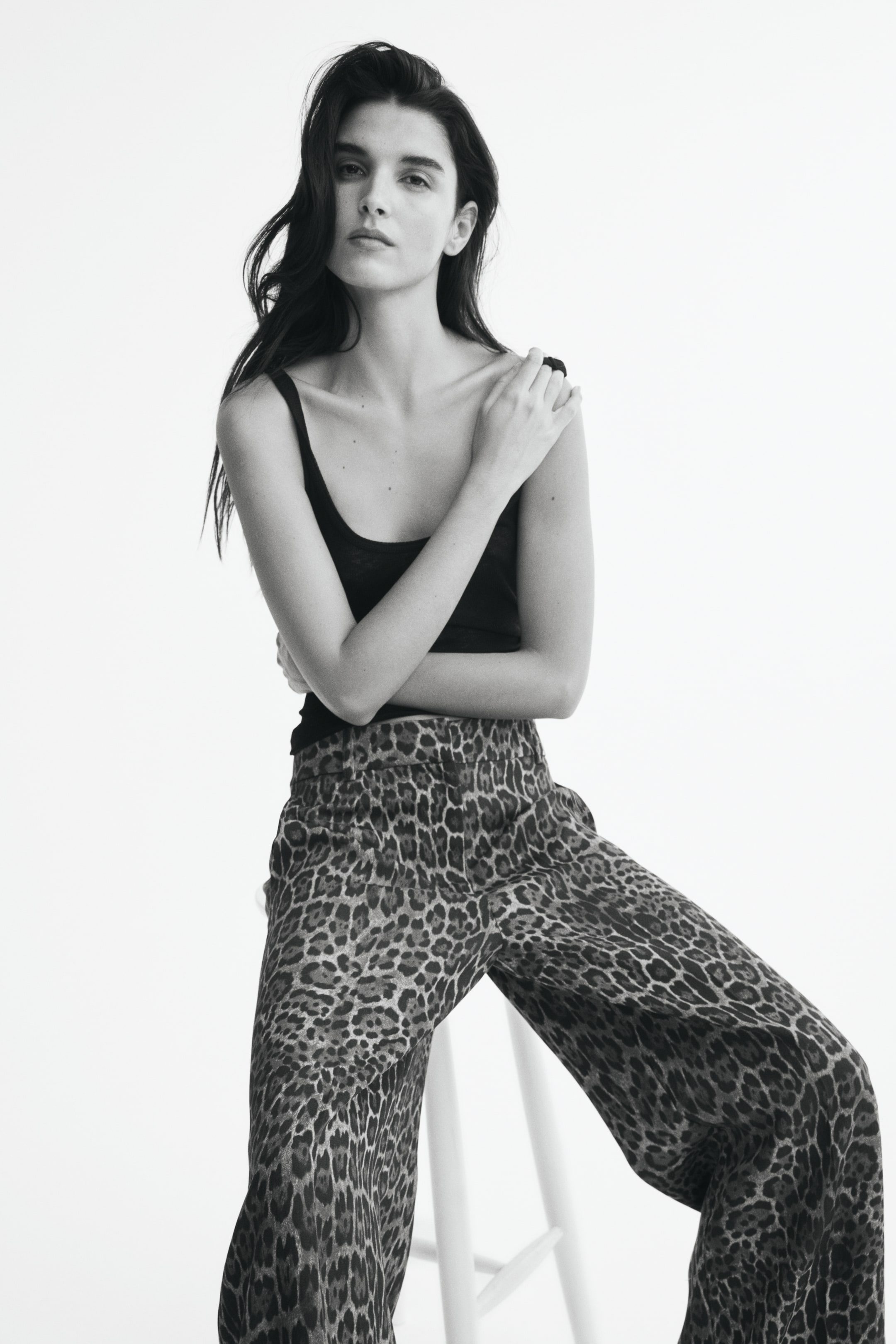 View larger image: Wide tailored trousers - Dark beige/Leopard print - Ladies | H&M 1