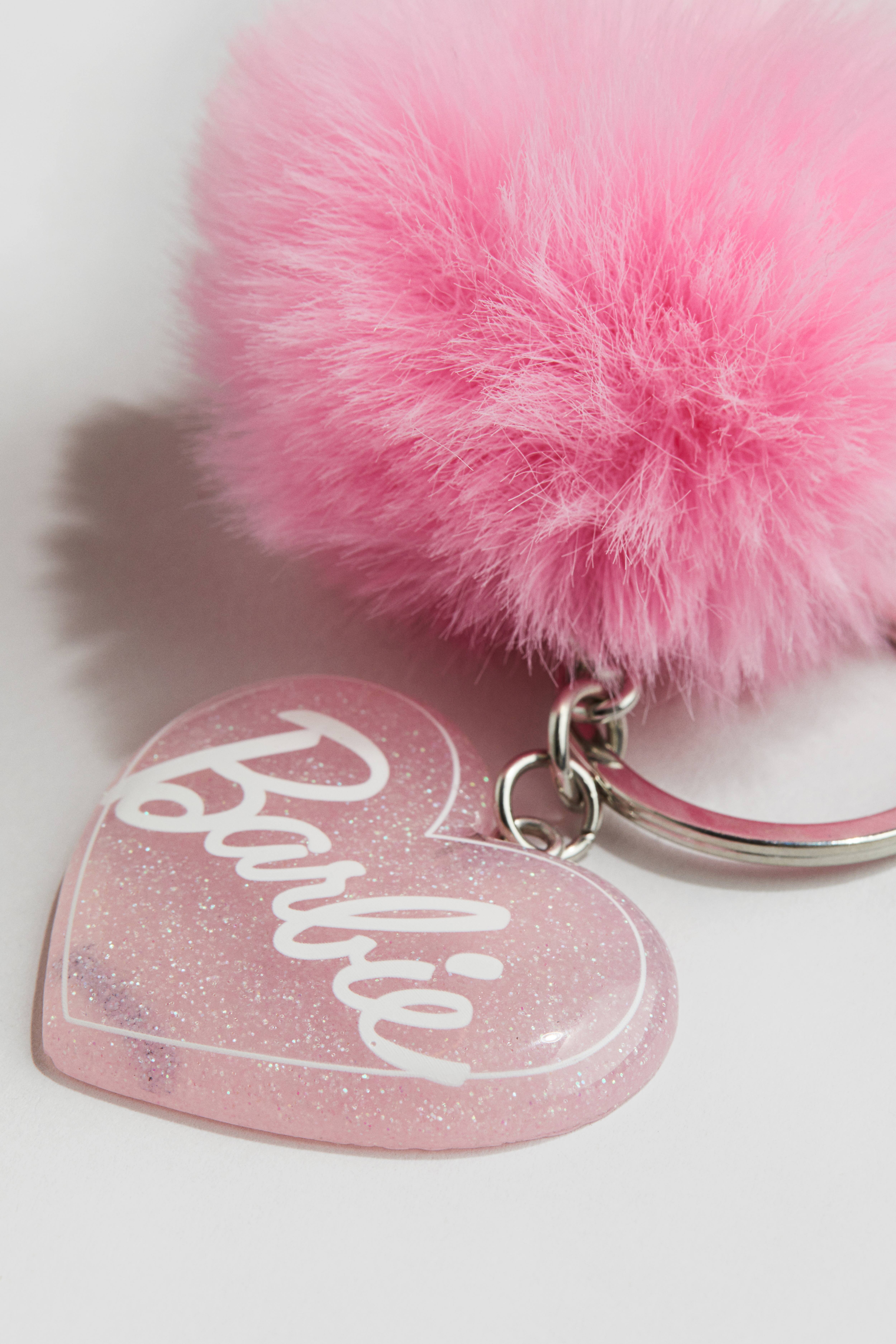 Portachiavi Con Pompon Rosa E Ciondolo Fiocco Di Neve | Accessorio Per Borsa O Bagaglio | Con Sacchetto Regalo