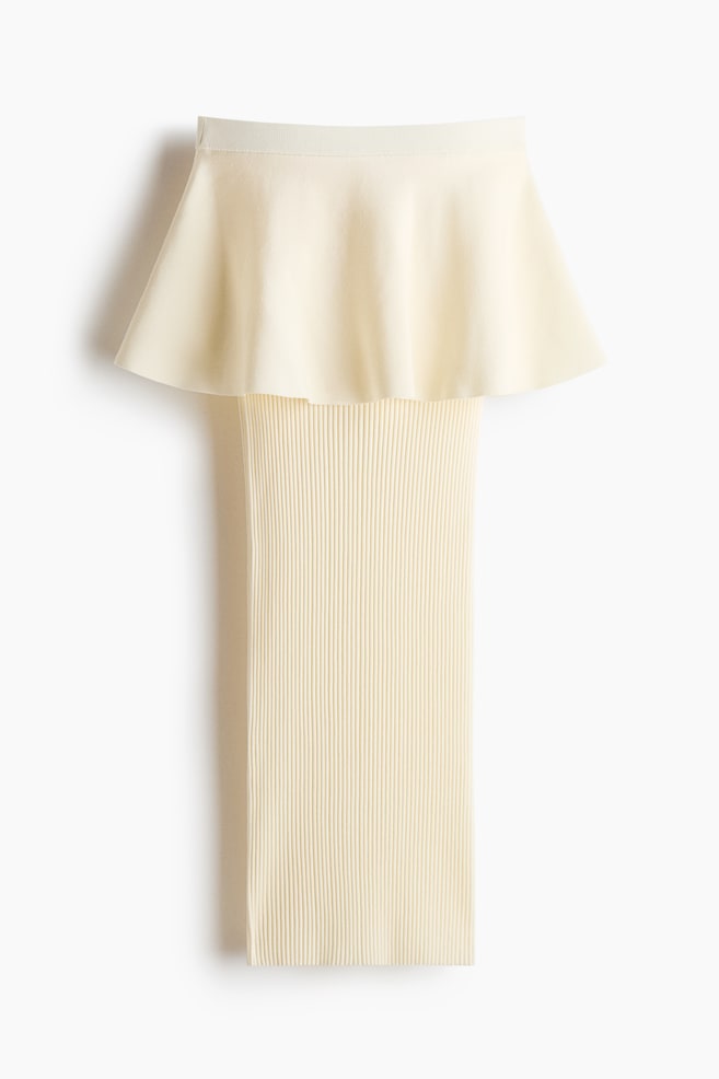 Falda de punto efecto layering - Crema - 1