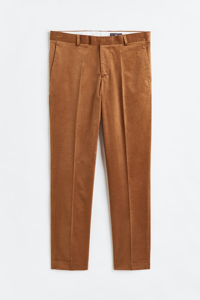 Pantaloni da completo in velluto Slim Fit - Marrone chiaro - 1