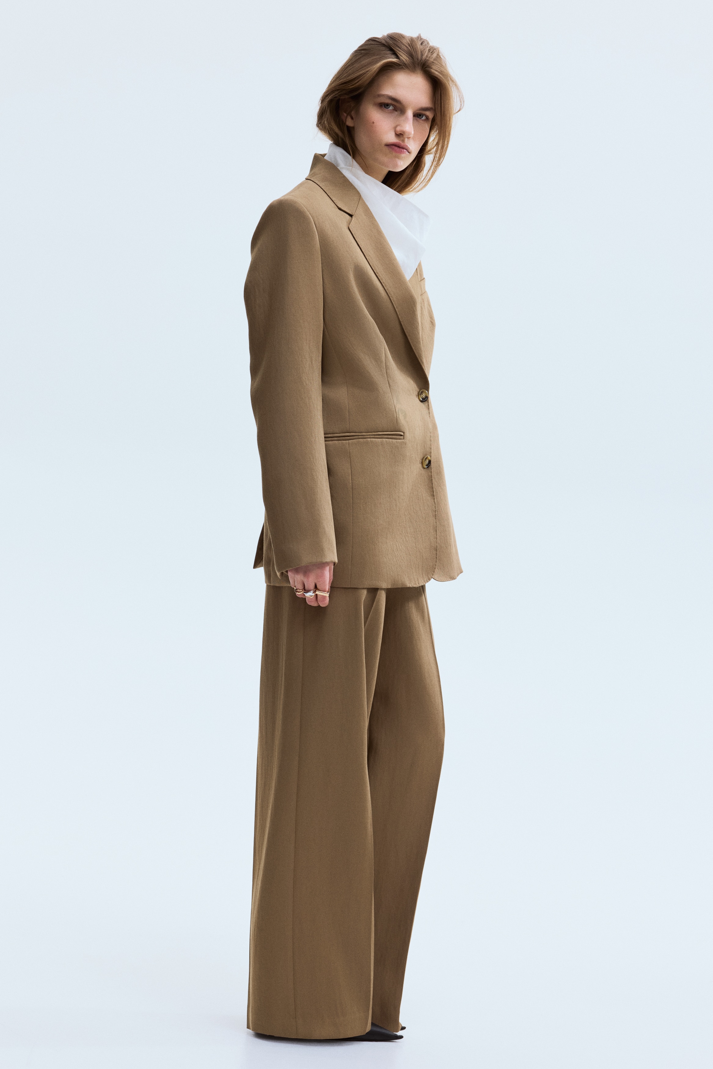 シングルブレストブレザー - ダークベージュ - レディース | H&M JP