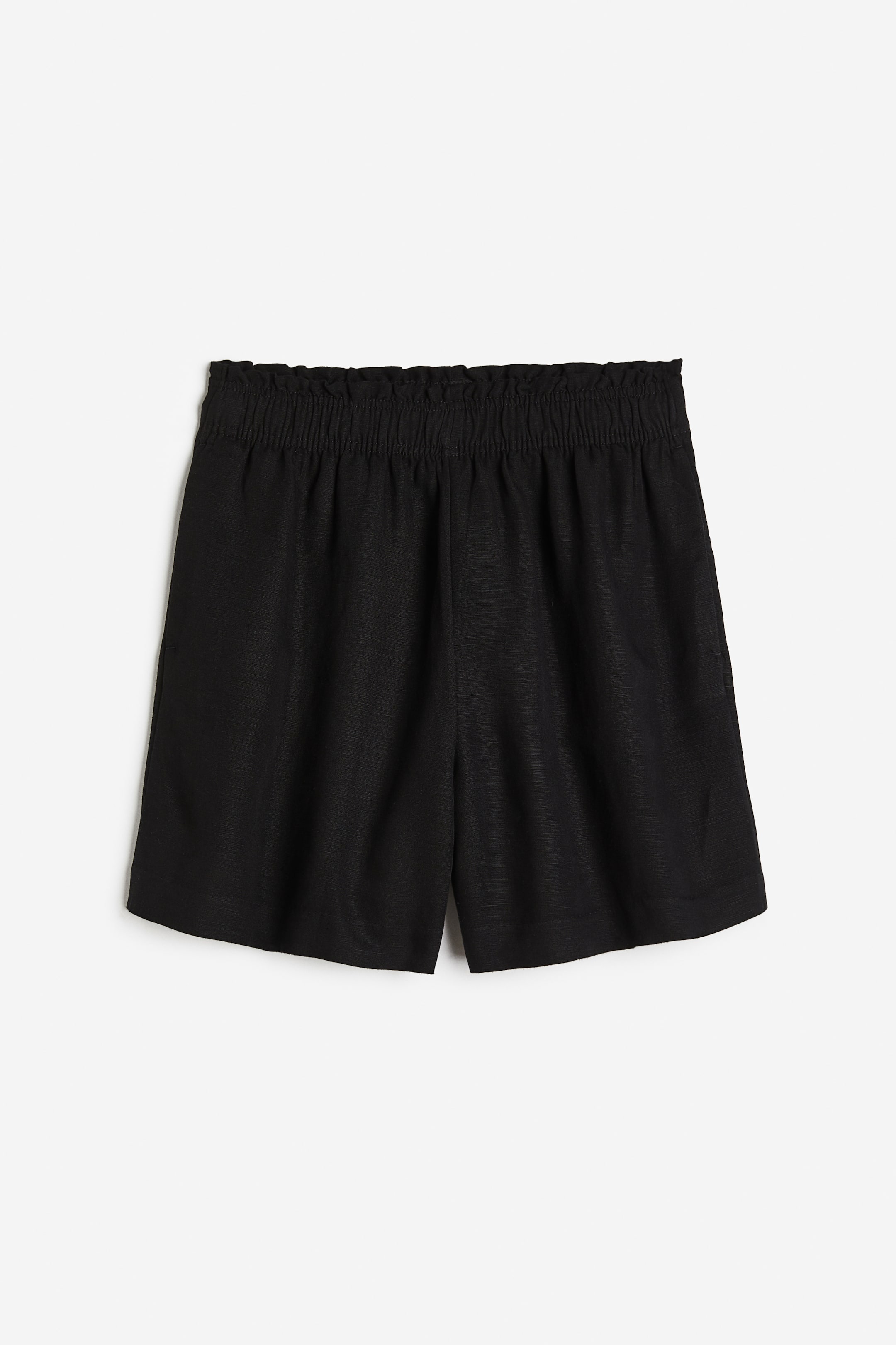 Linen-blend pull-on shorts - High waist - Short - Black - Ladies | H&M GB