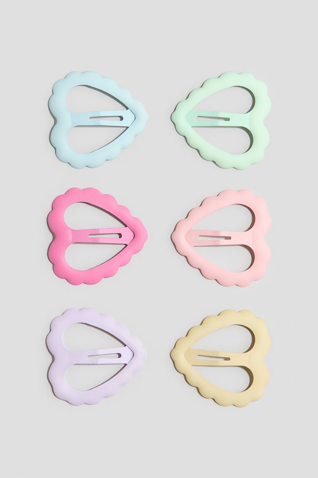 6-pack hair clips - Light pink/Light yellow - 1