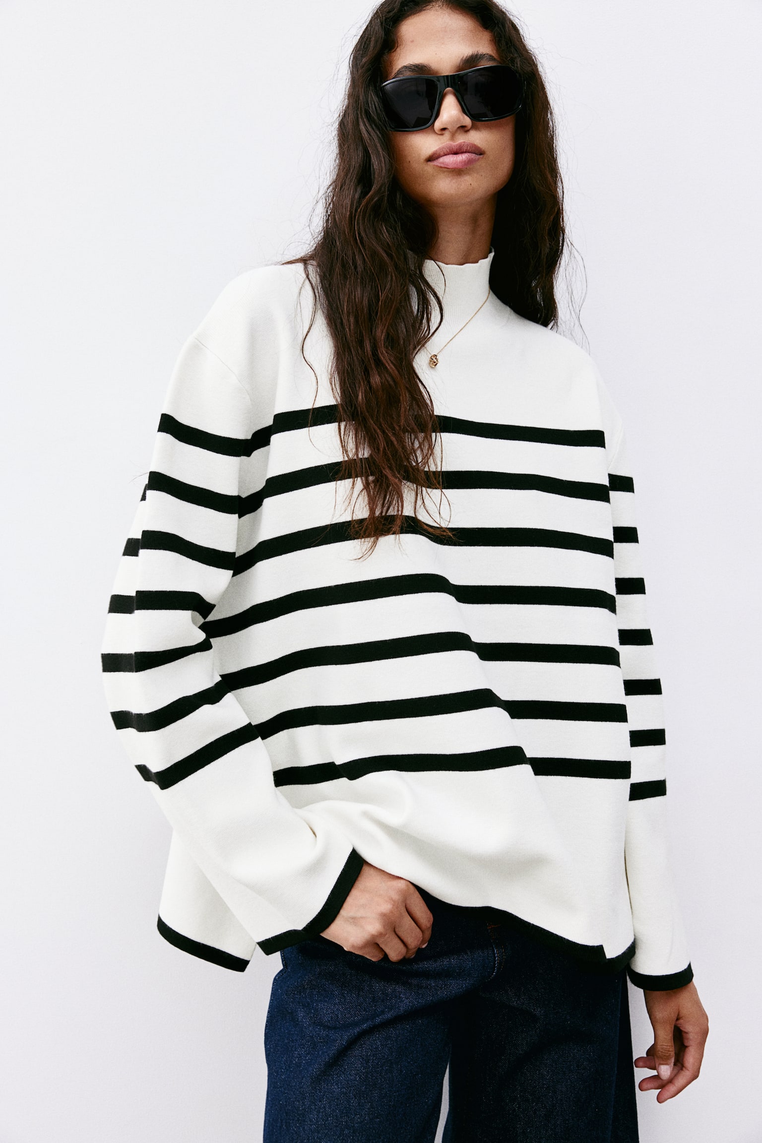 Turtleneck jumper - White/Striped/Black/Striped/Grey marl/Striped/Navy blue/Striped/White/Beige striped/Navy blue/Cream striped/Cream/Striped/Black/Striped - 5