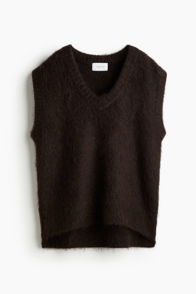 Gilet in misto mohair - Marrone scuro/Grigio scuro/Crema - 1