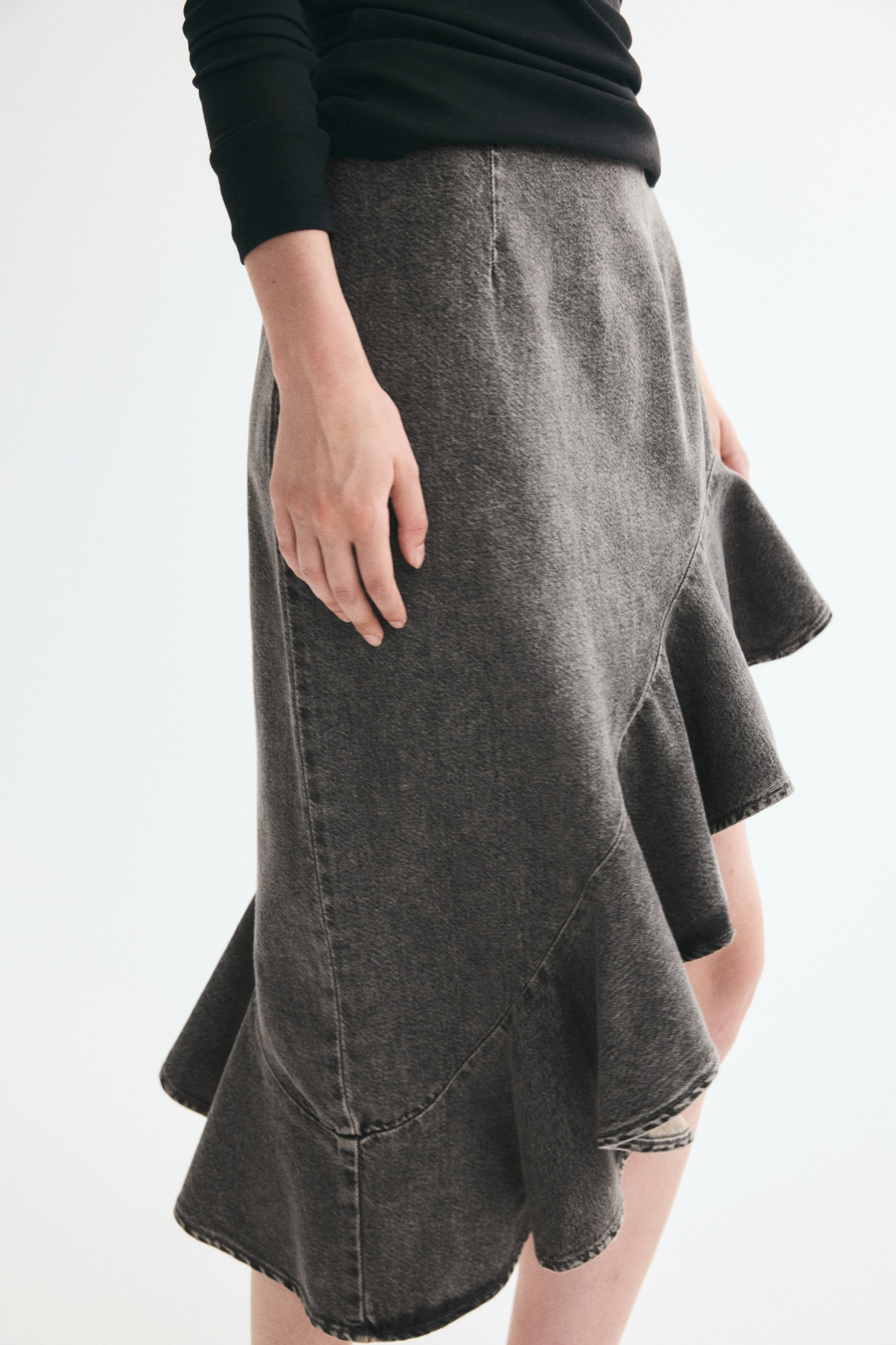 Asymmetric Denim Skirt