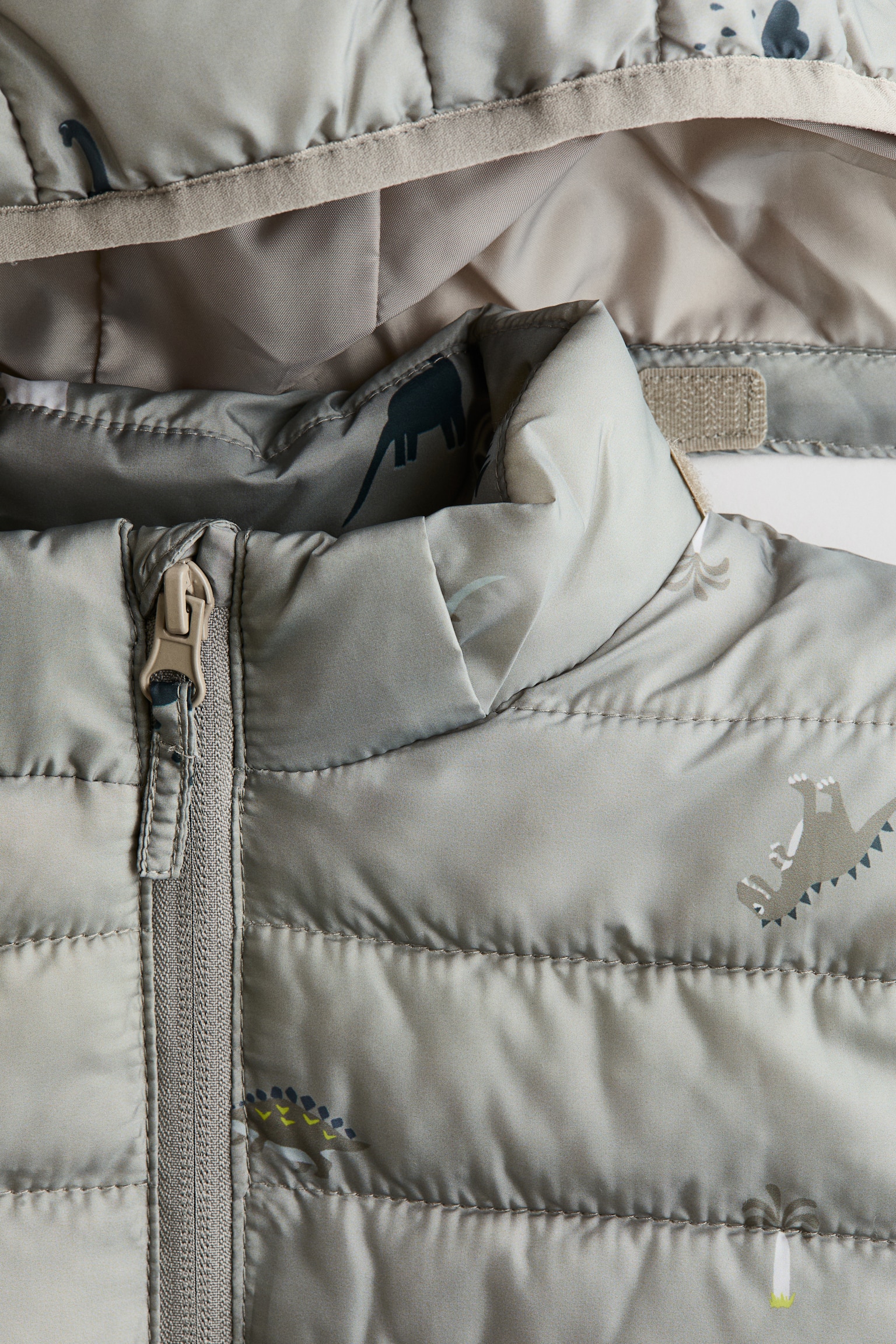 Vodoodpudivá vatovaná bunda - Světle zelená/dinosauři/Starorůžová/drobné ovoce/Bílá/květiny - 2