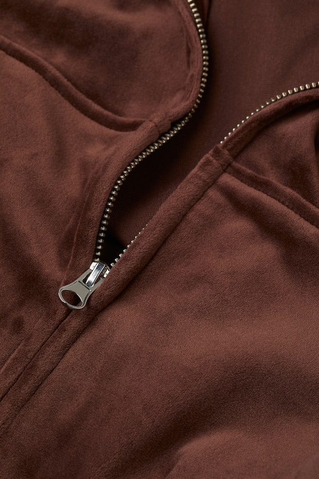 H&M+ Cropped zip-through hoodie - Brown/Light purple - 2
