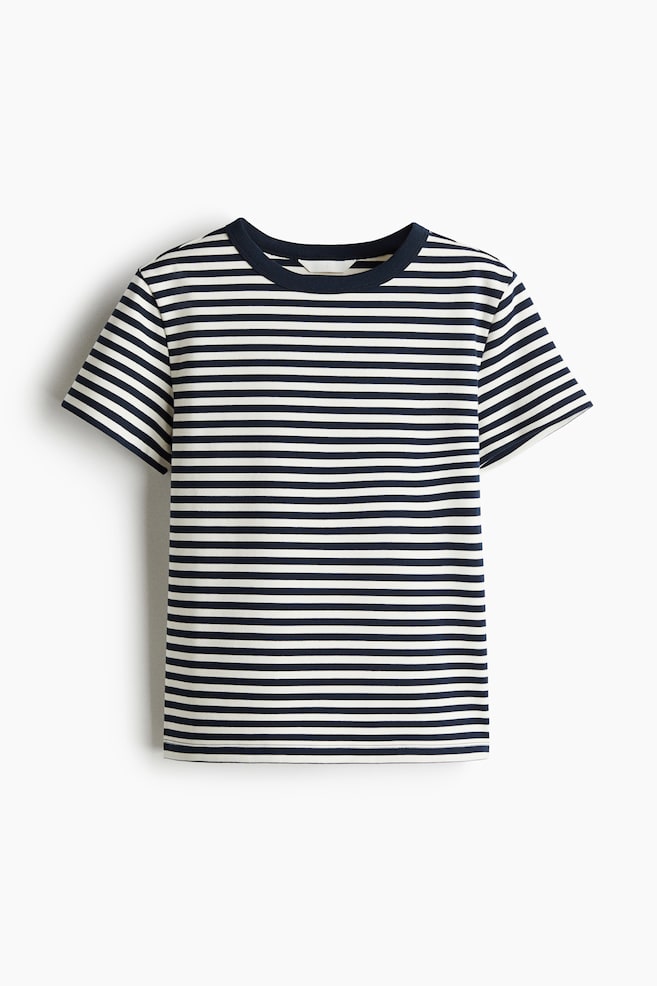 Camiseta de algodón - Azul marino/Rayas/Beige claro/Rayas negras/Amarillo/Rayas/Blanco/Negro/Marrón - 1