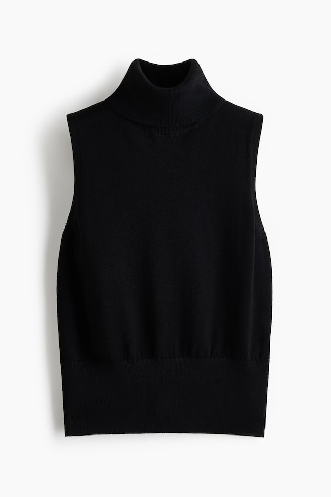 Top dolcevita in maglia fine - Nero/Crema - 1