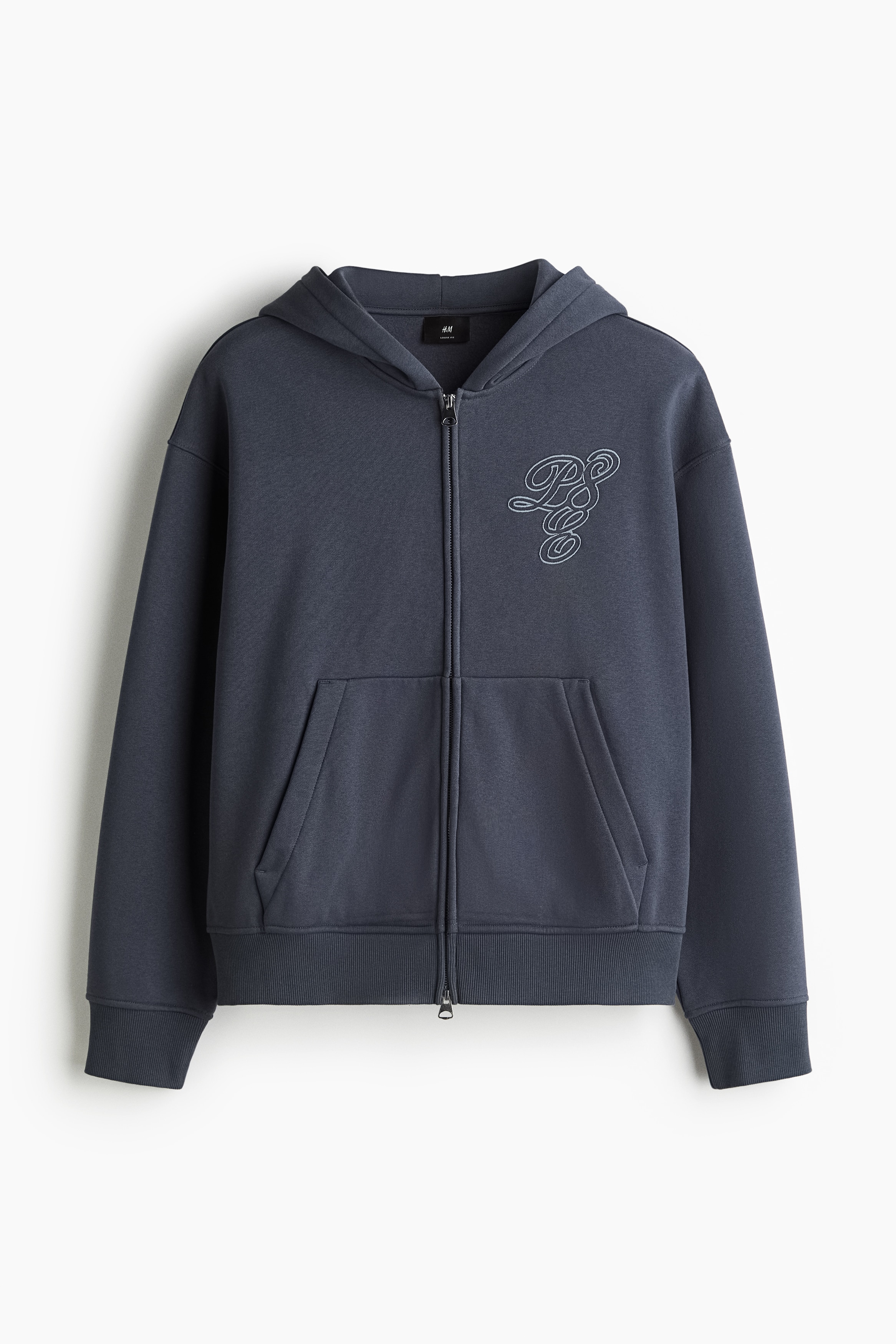 Loose Fit Zip-through hoodie - Steel blue/White/Black/Avenue