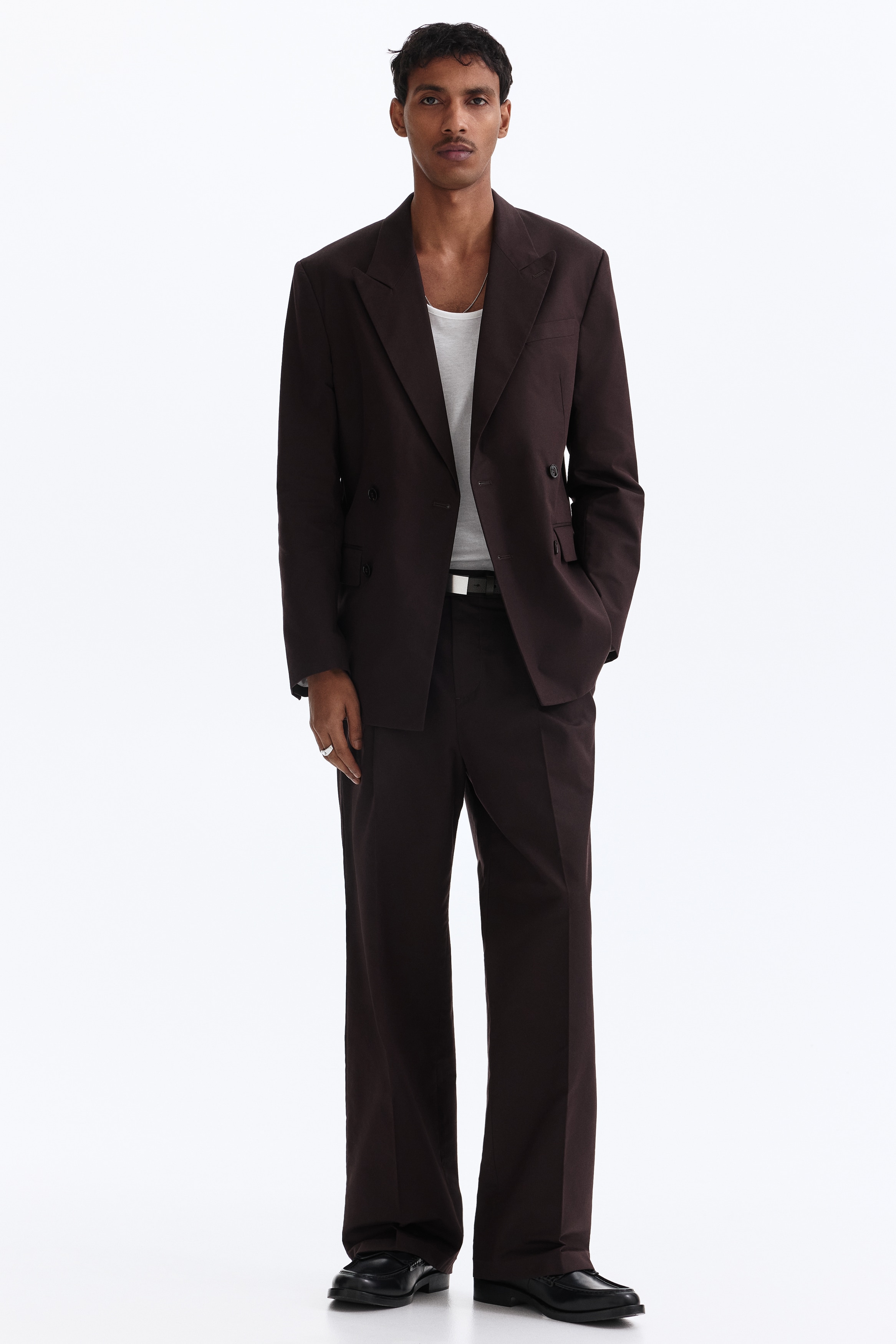Giacca a doppio petto Relaxed Fit - Marrone/Beige scuro/Nero/Beige