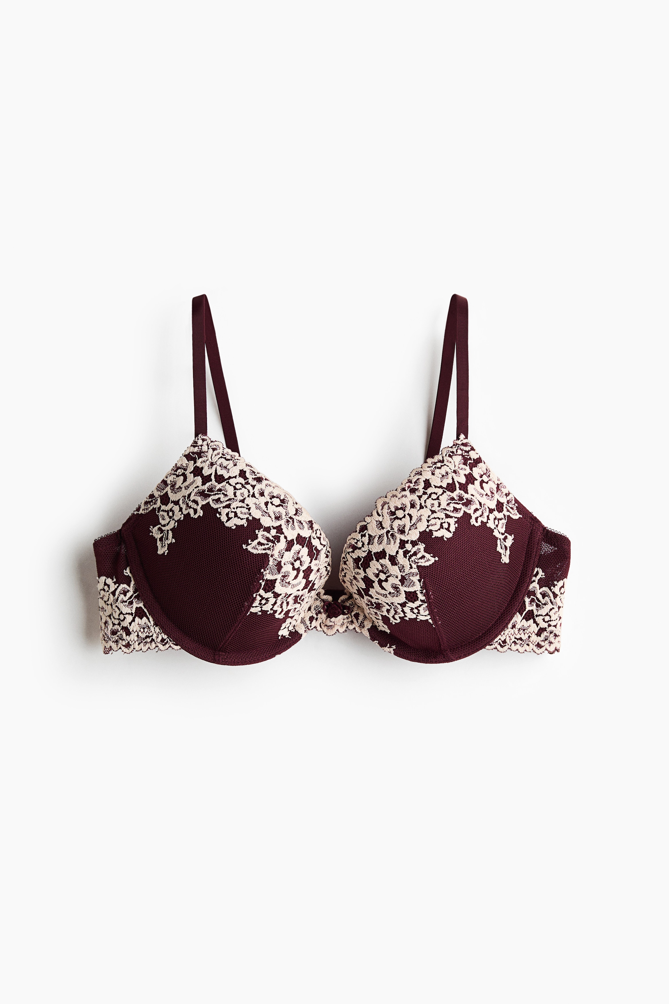 Lace push-up bra - Burgundy/Cream/Black/Cream/Dark brown/Old rose/Powder pink/Cream/Light blue/Cream/Dark red/Light beige/White