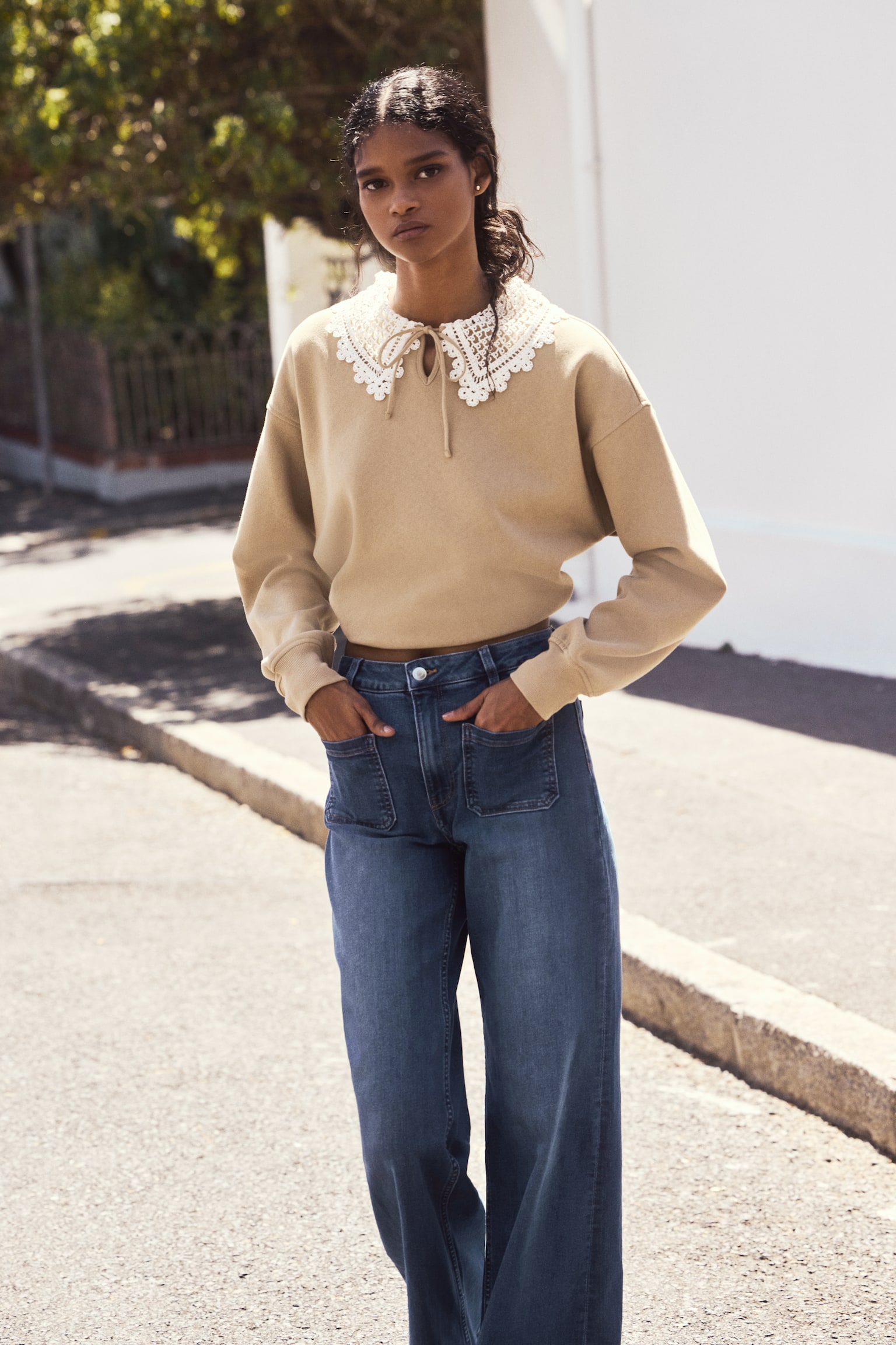 Wide High Jeans - כחול ג'ינס כהה/כחול נייבי ג'ינס - 4