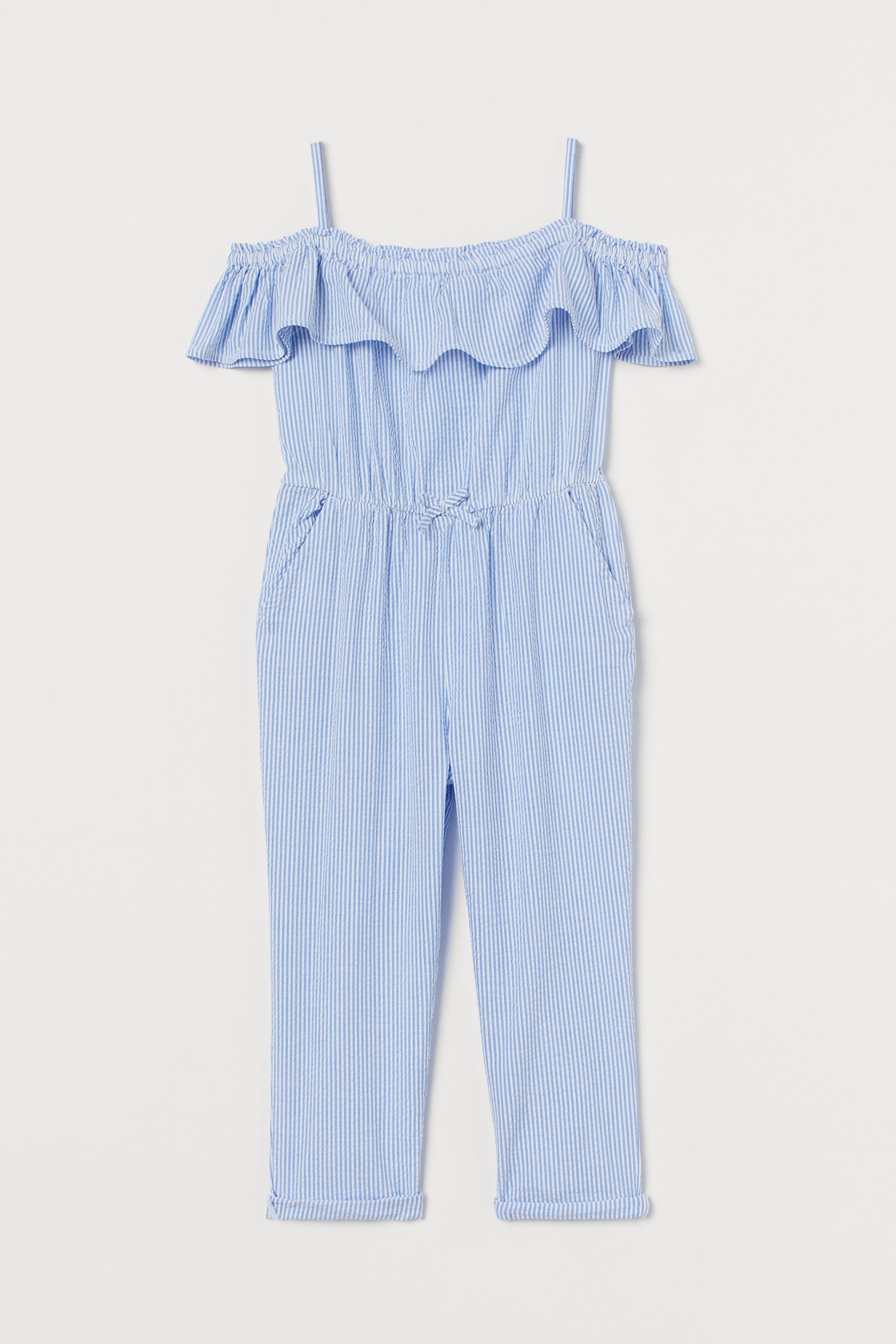 View larger image: Flounce-trimmed jumpsuit - Blue/Striped - Kids | H&M IN 1
