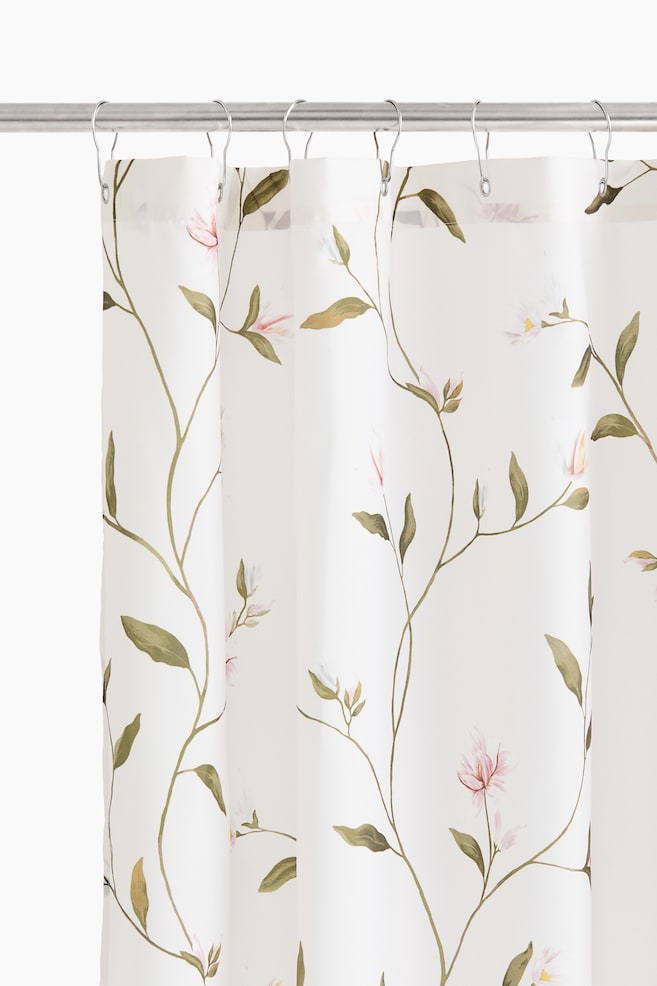 Cortina de ducha con diseño floral - Blanco/Floral - 1