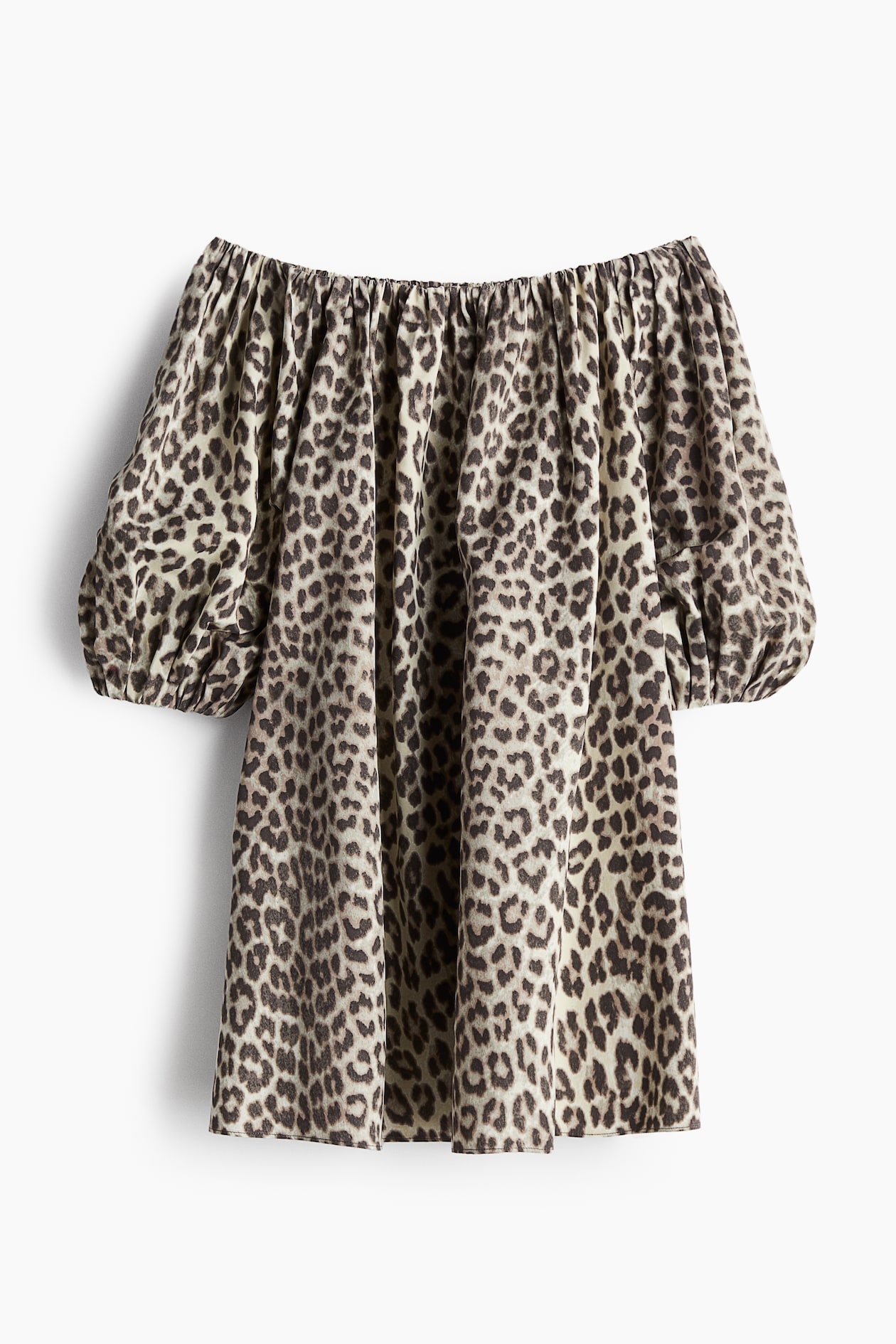 Printed Off Shoulder Dress Beige Women's Light Beige/leopard Print Off-the-Shoulder  Dress H&M US