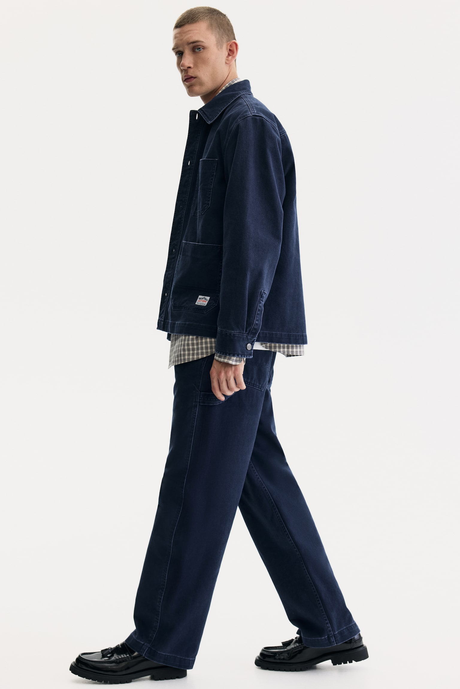 מכנסי עבודה Relaxed Fit - כחול נייבי/שחור/חום/בז' בהיר - 7